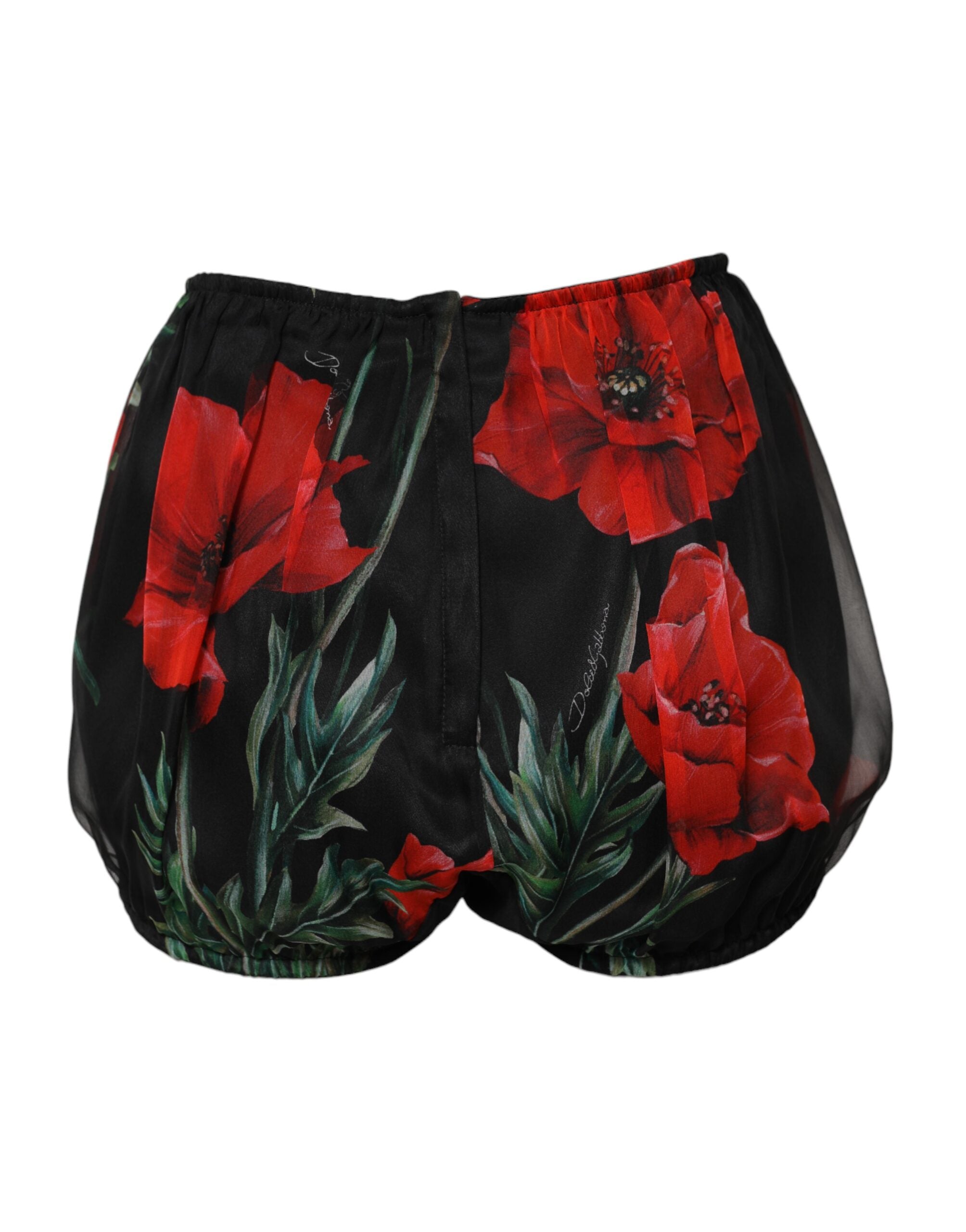 Black Floral High Waist Women Hot Pants Shorts - ventzia