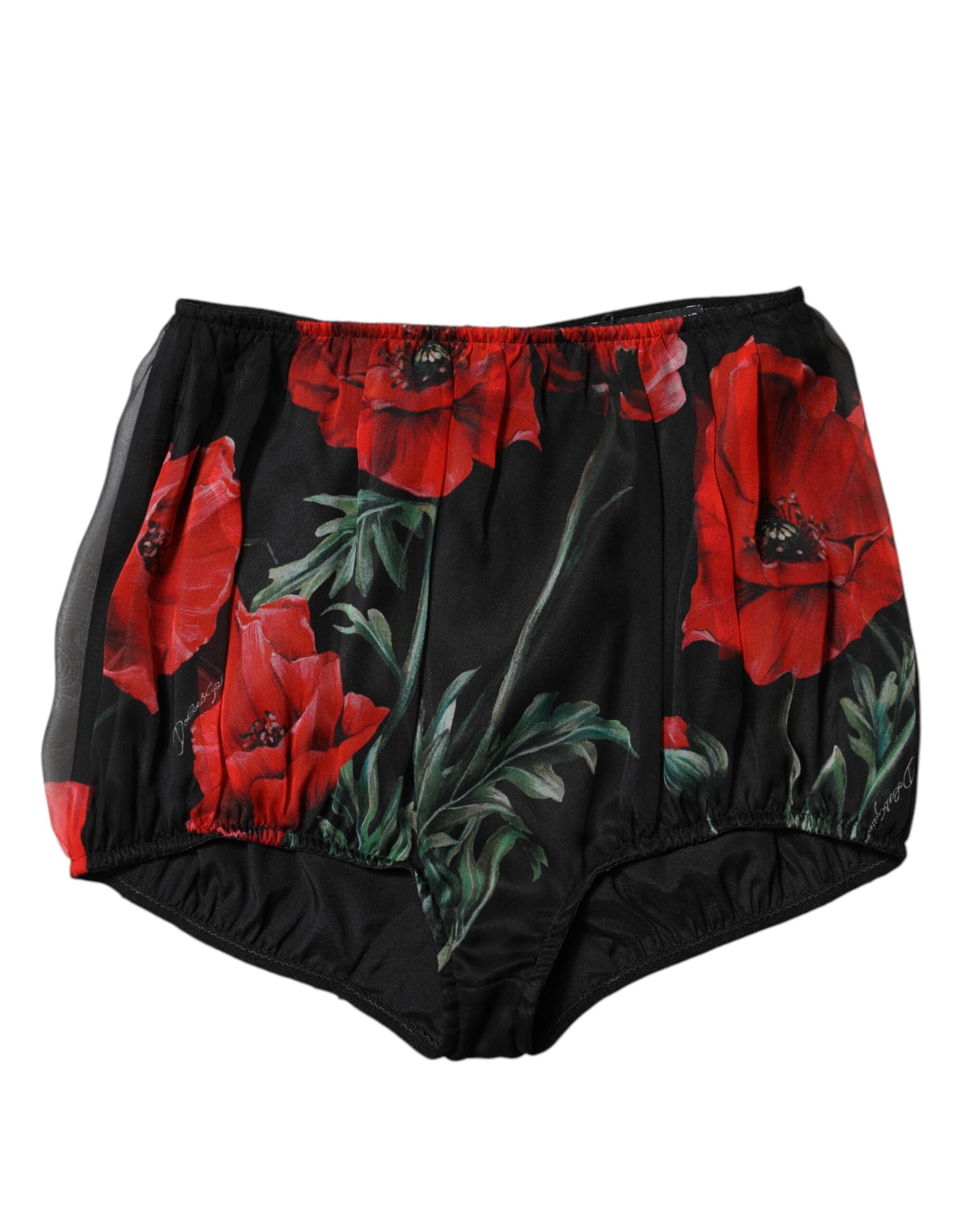 Black Floral High Waist Women Hot Pants Shorts - ventzia