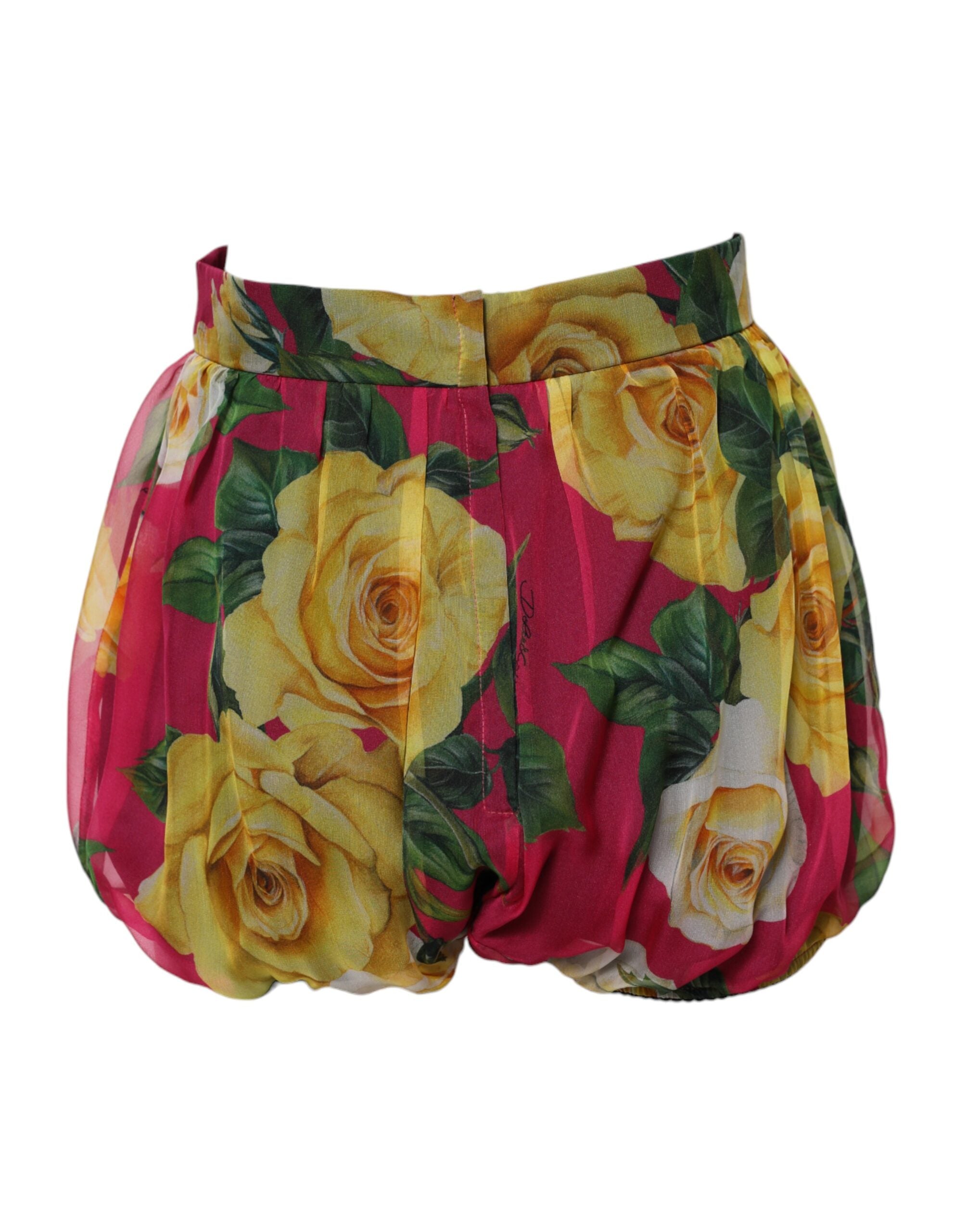 Red Floral High Waist Women Hot Pants Shorts - ventzia