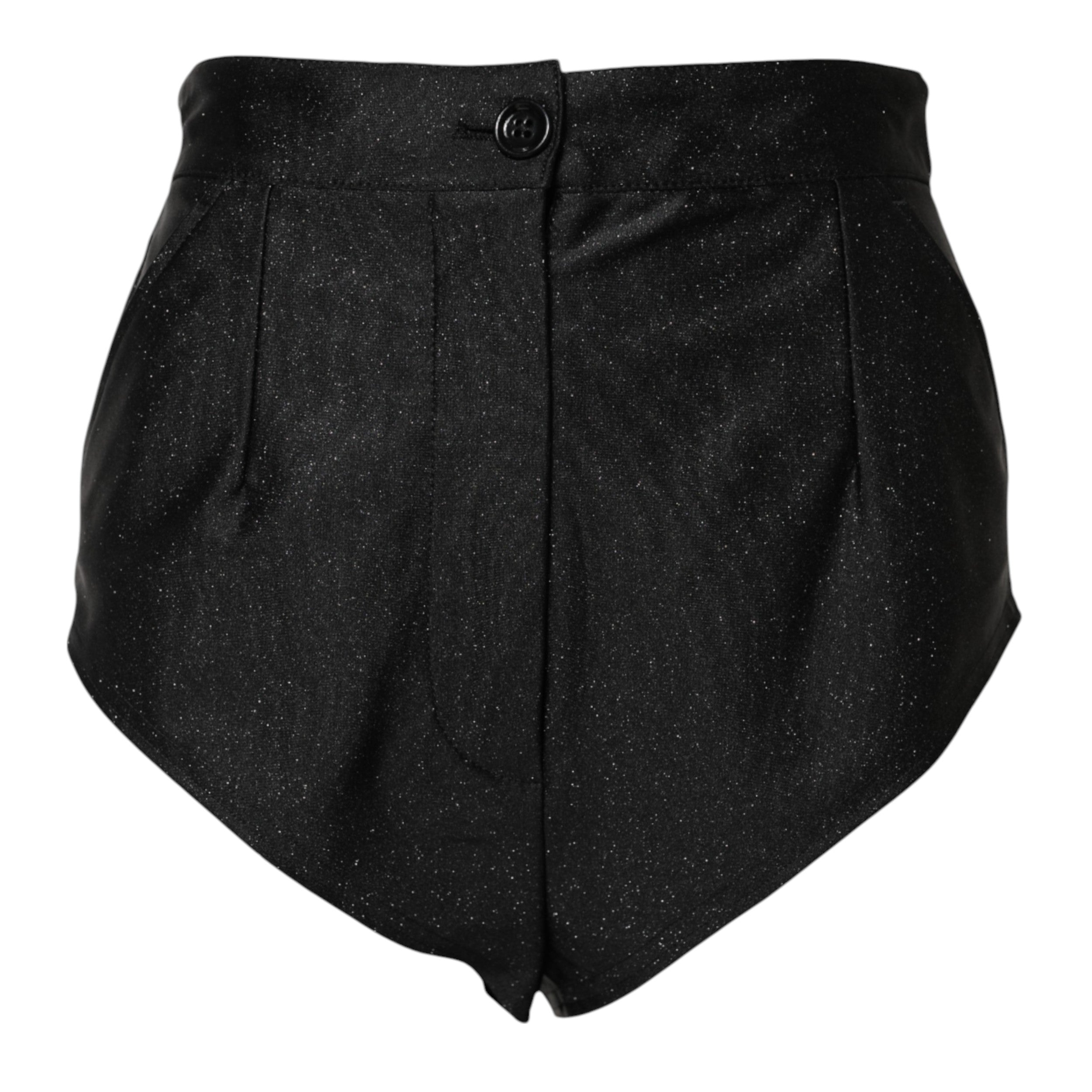 Black Viscose High Waisted Hot Pants Shorts - ventzia