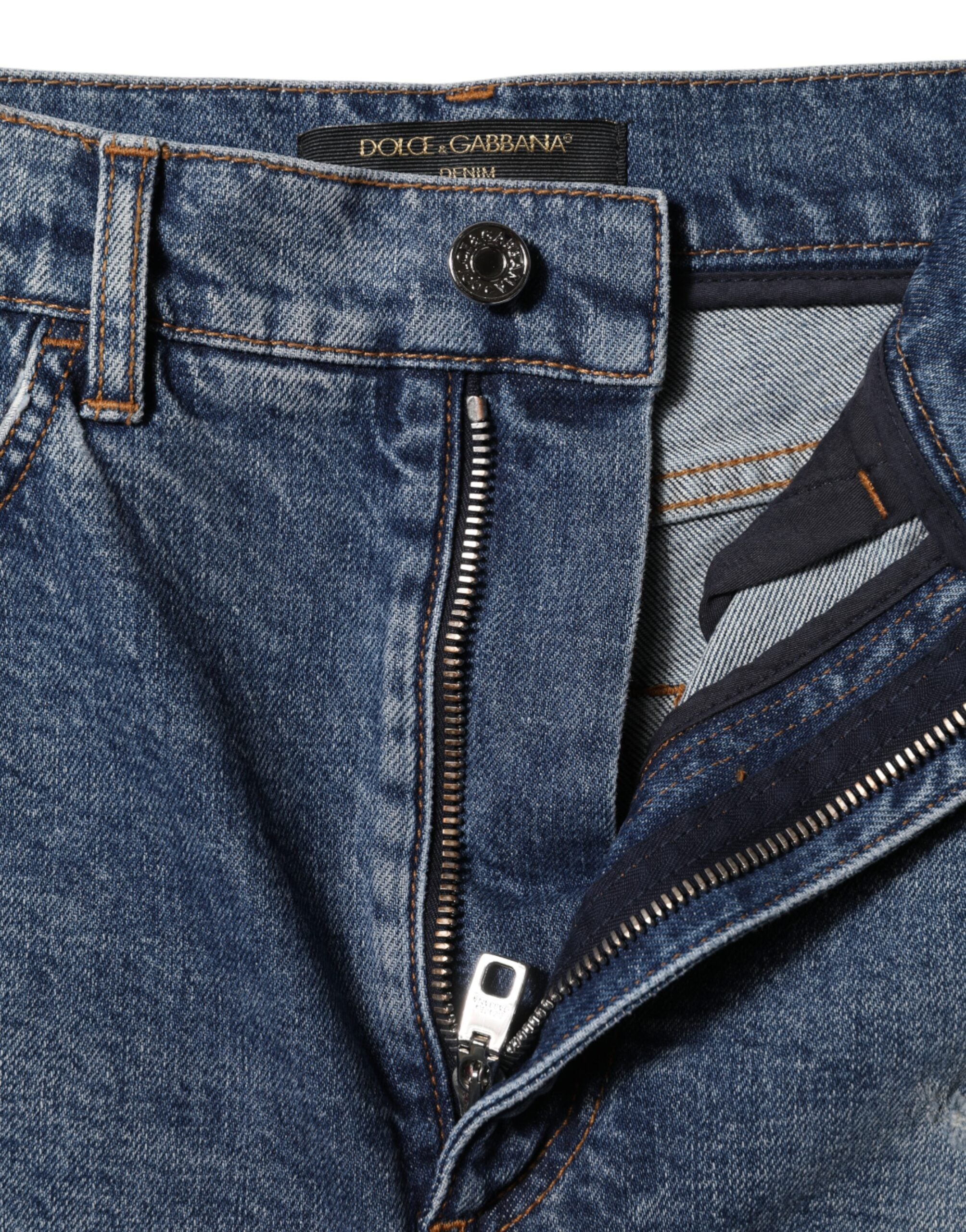 Blue Tattered Denim Cotton Hot Pants Shorts - ventzia