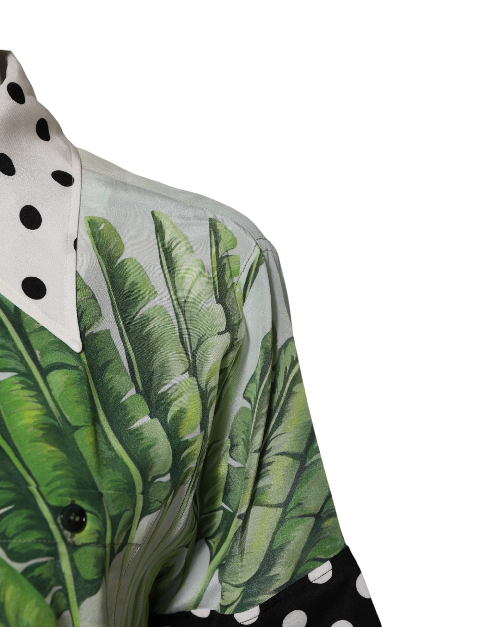 Multicolor Printed Silk Collared Shirt Top - ventzia