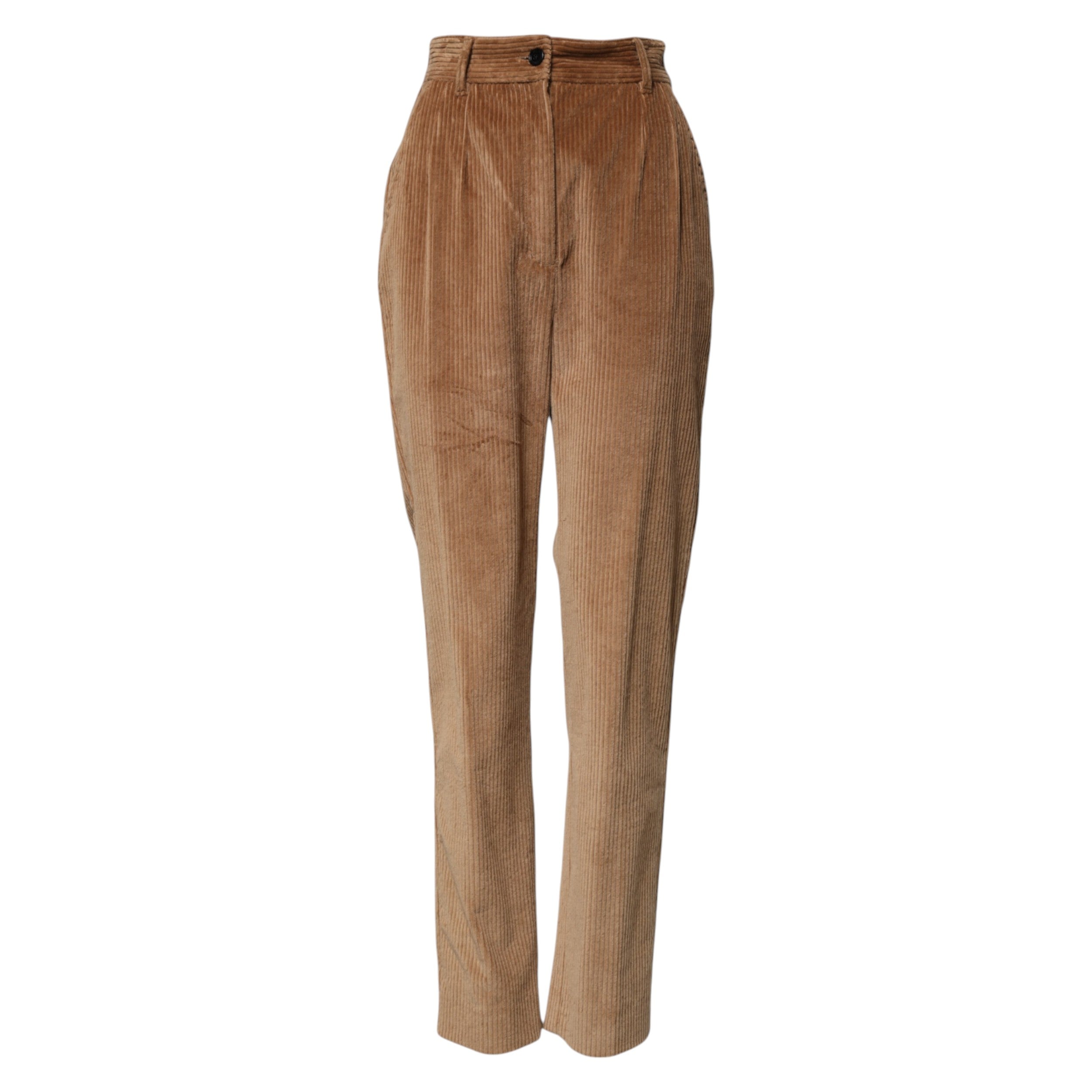 Brown Cotton Corduroy Tapered Pants - ventzia