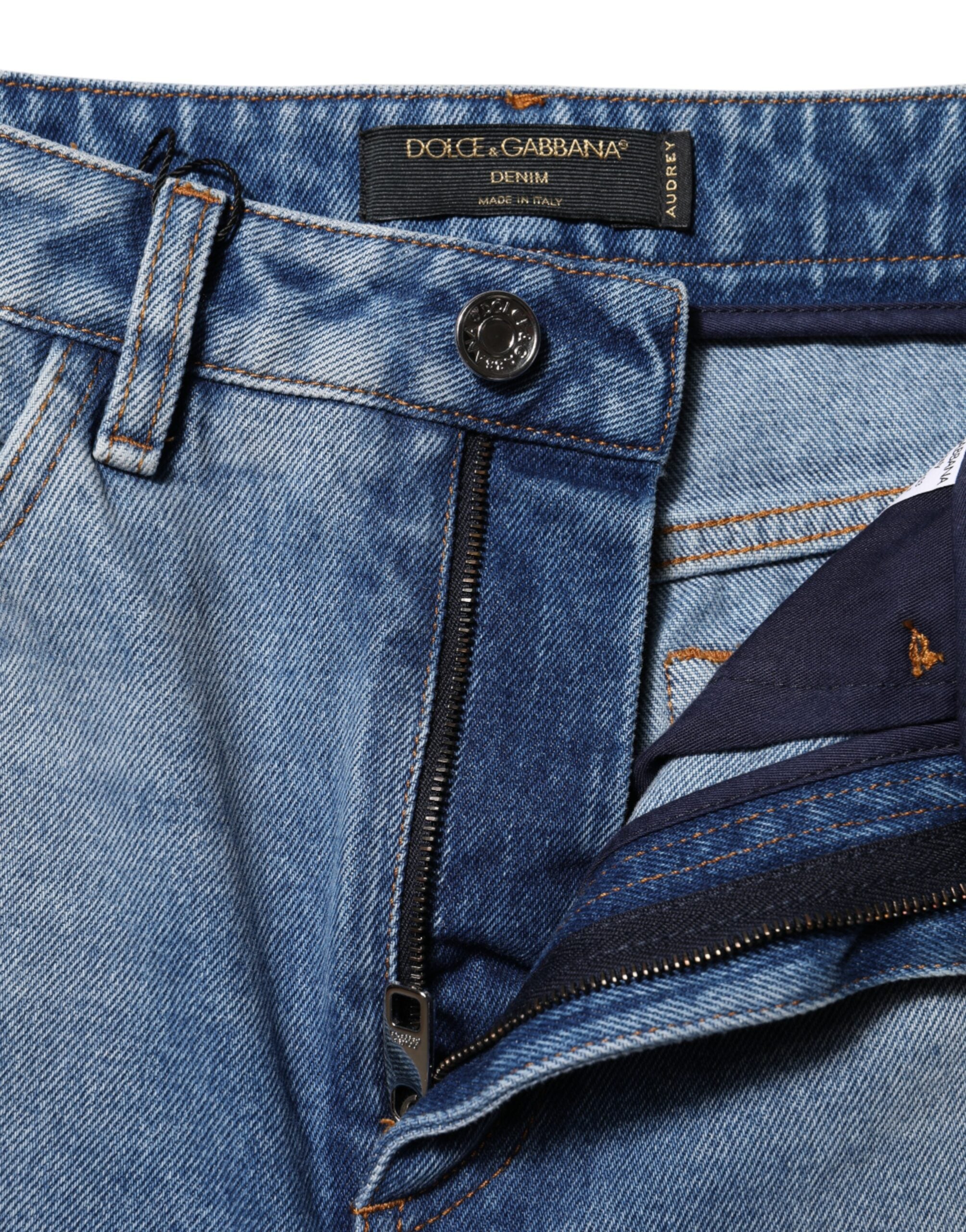 Blue Washed Skinny High Waist Denim Jeans - ventzia