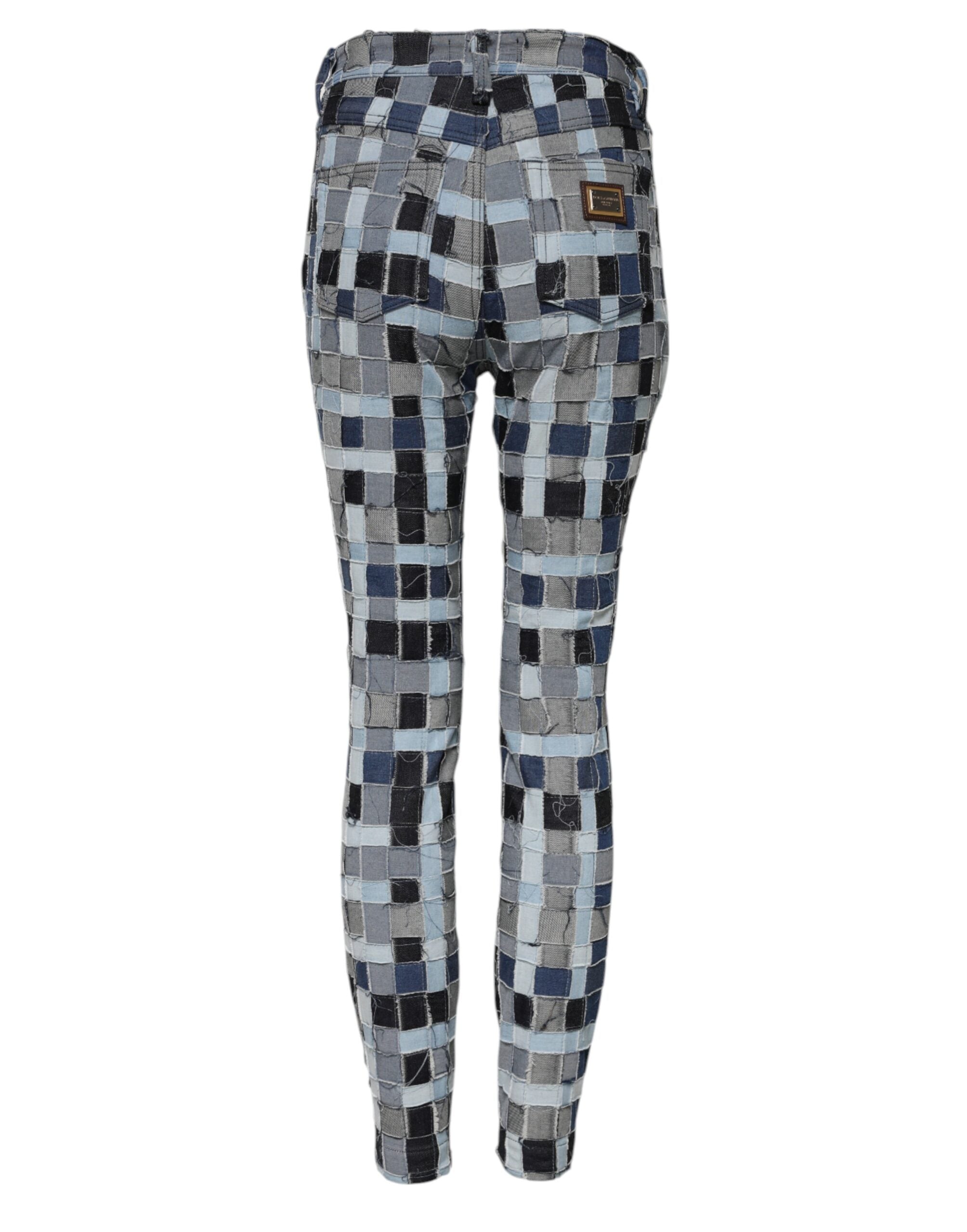 Multicolor Patchwork Skinny Denim Jeans - ventzia