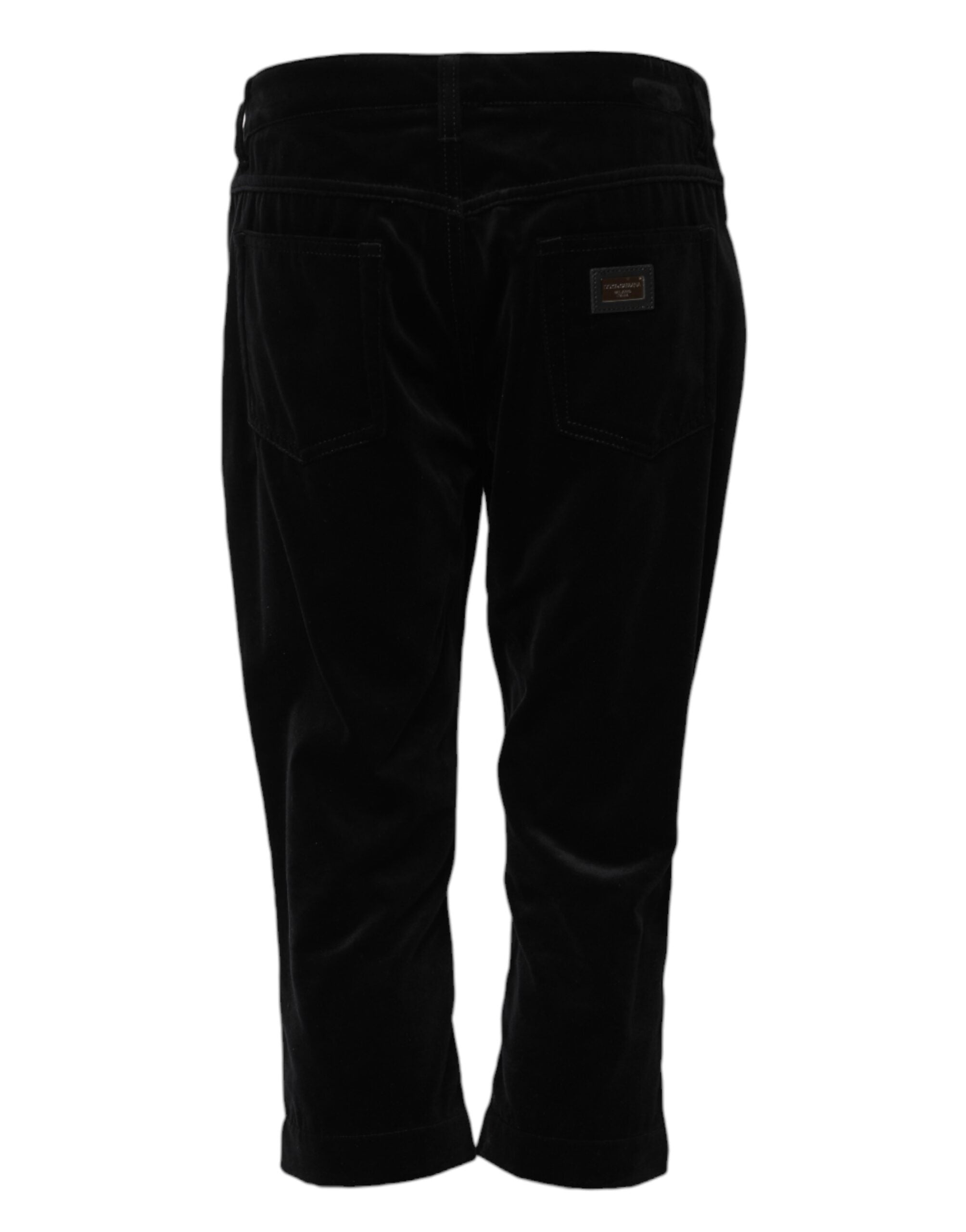 Black Cotton Skinny Capri Cropped Denim Jeans - ventzia