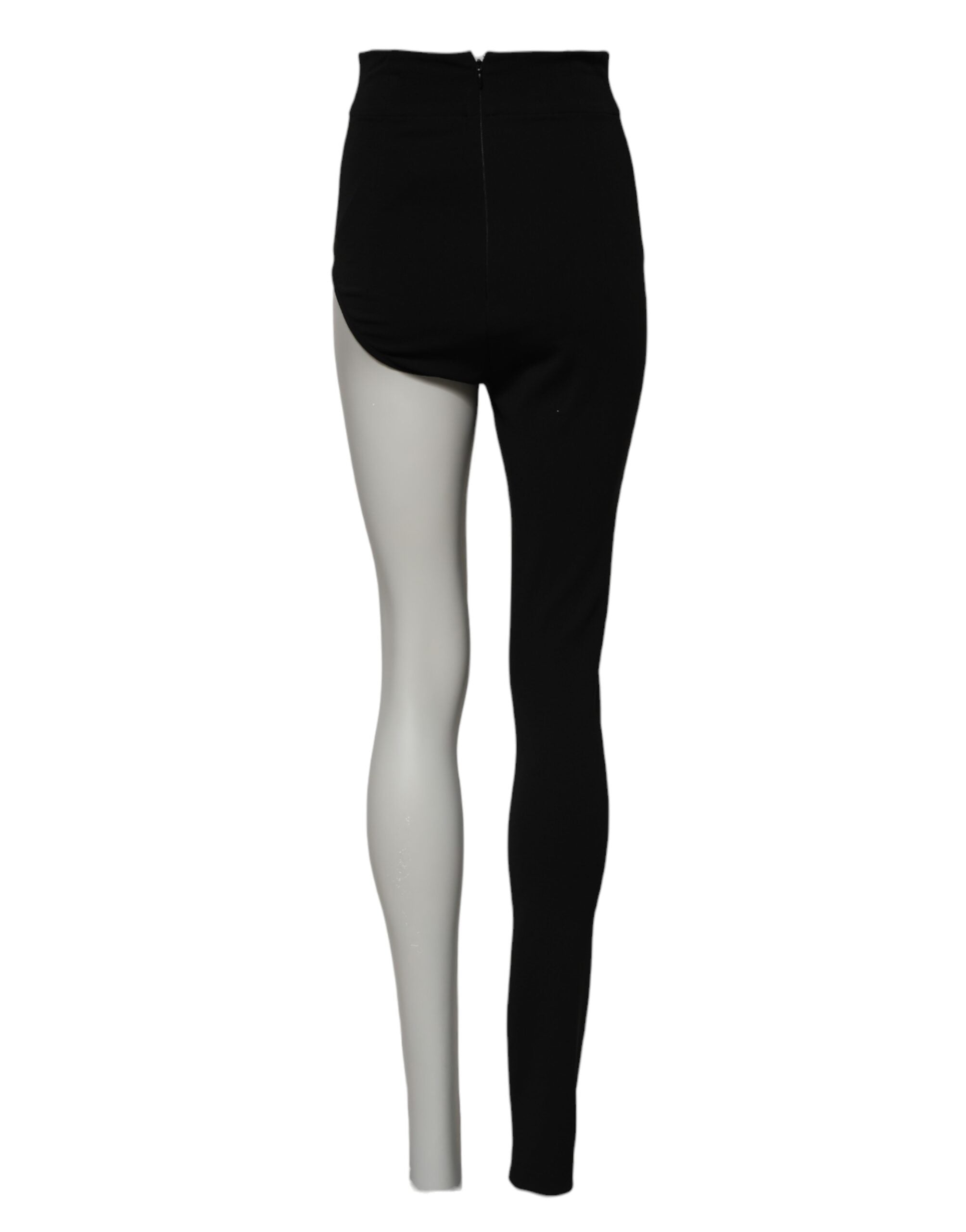 Black Wool High Waist Single Leg Pants - ventzia