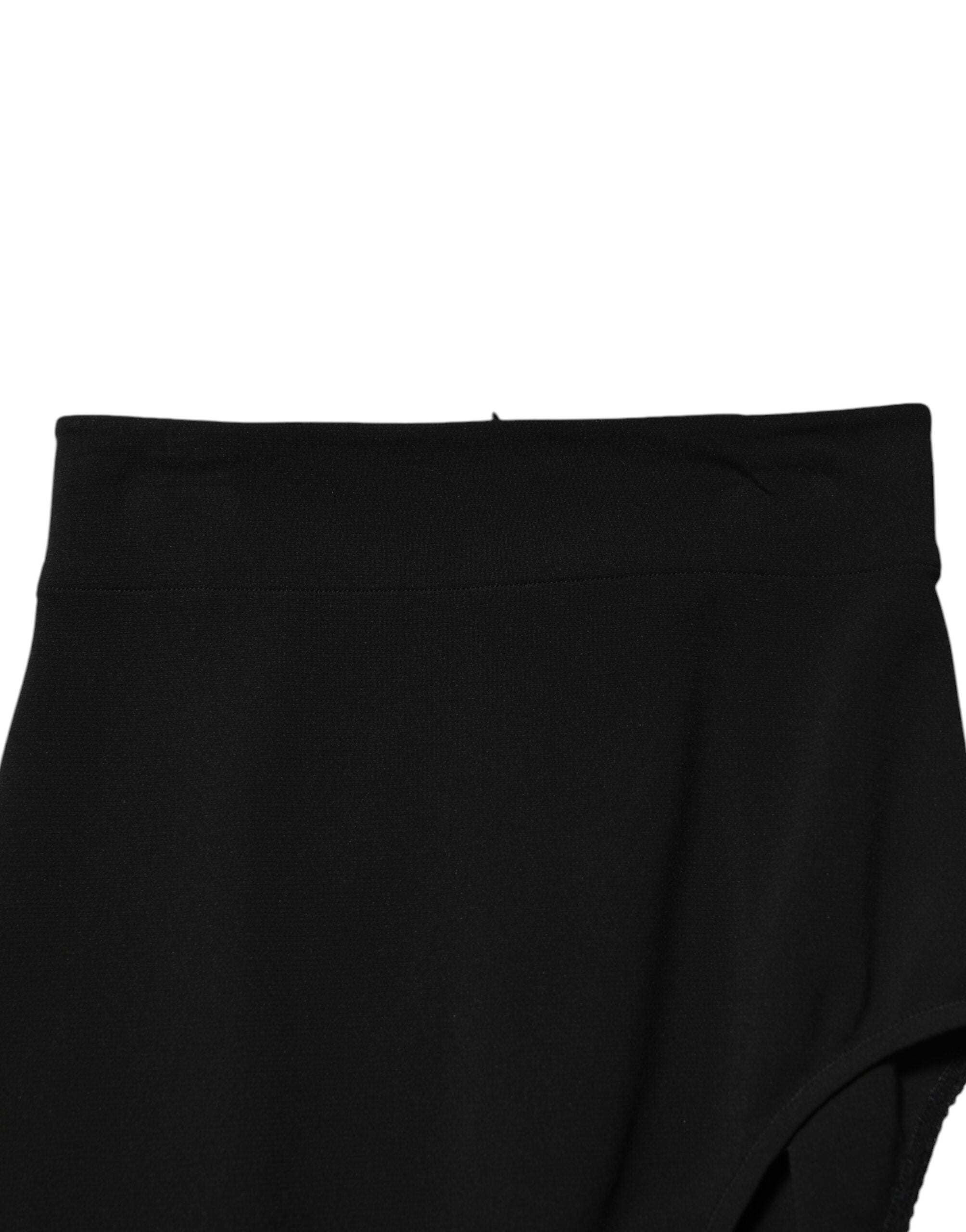 Black Wool High Waist Single Leg Pants - ventzia