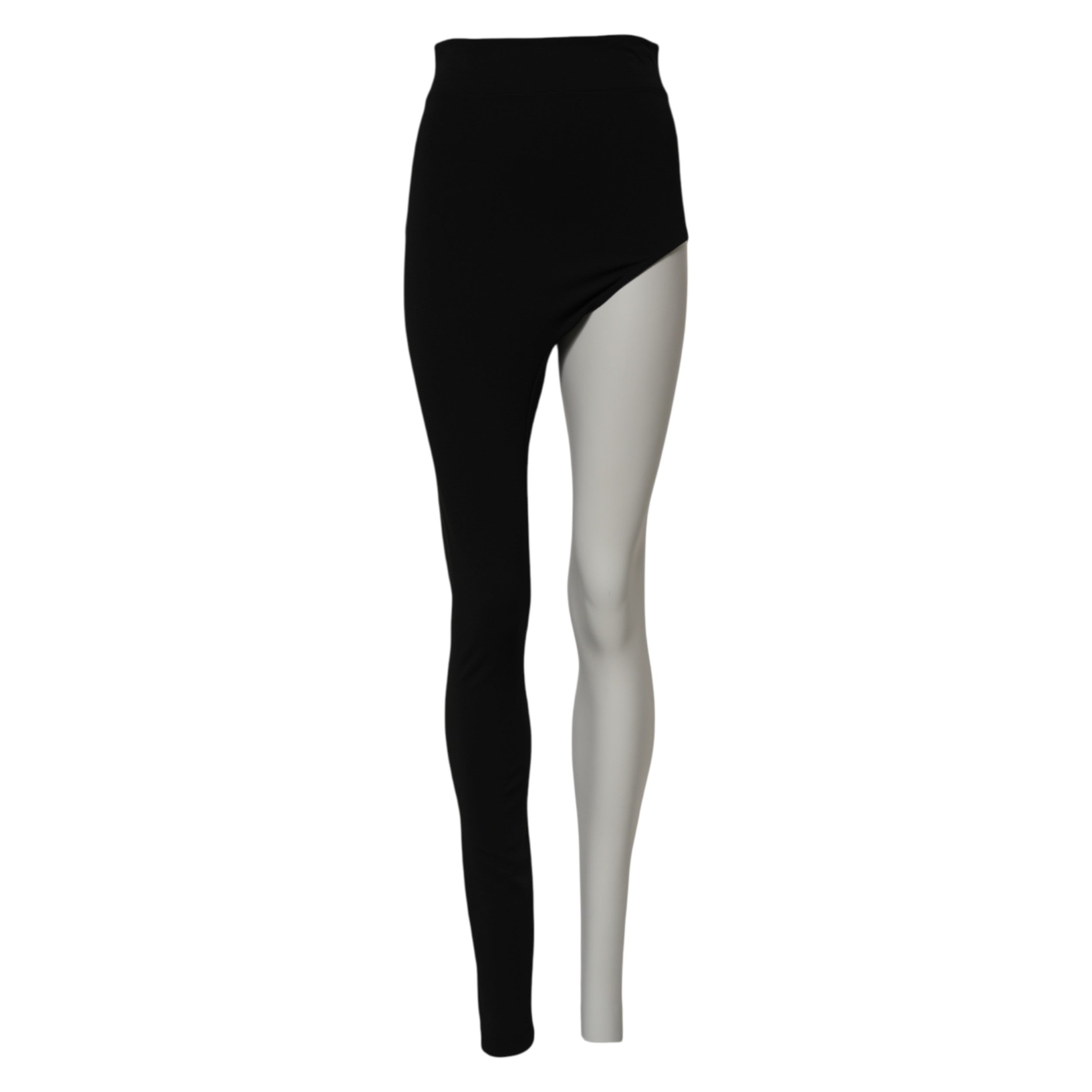 Black Wool High Waist Single Leg Pants - ventzia