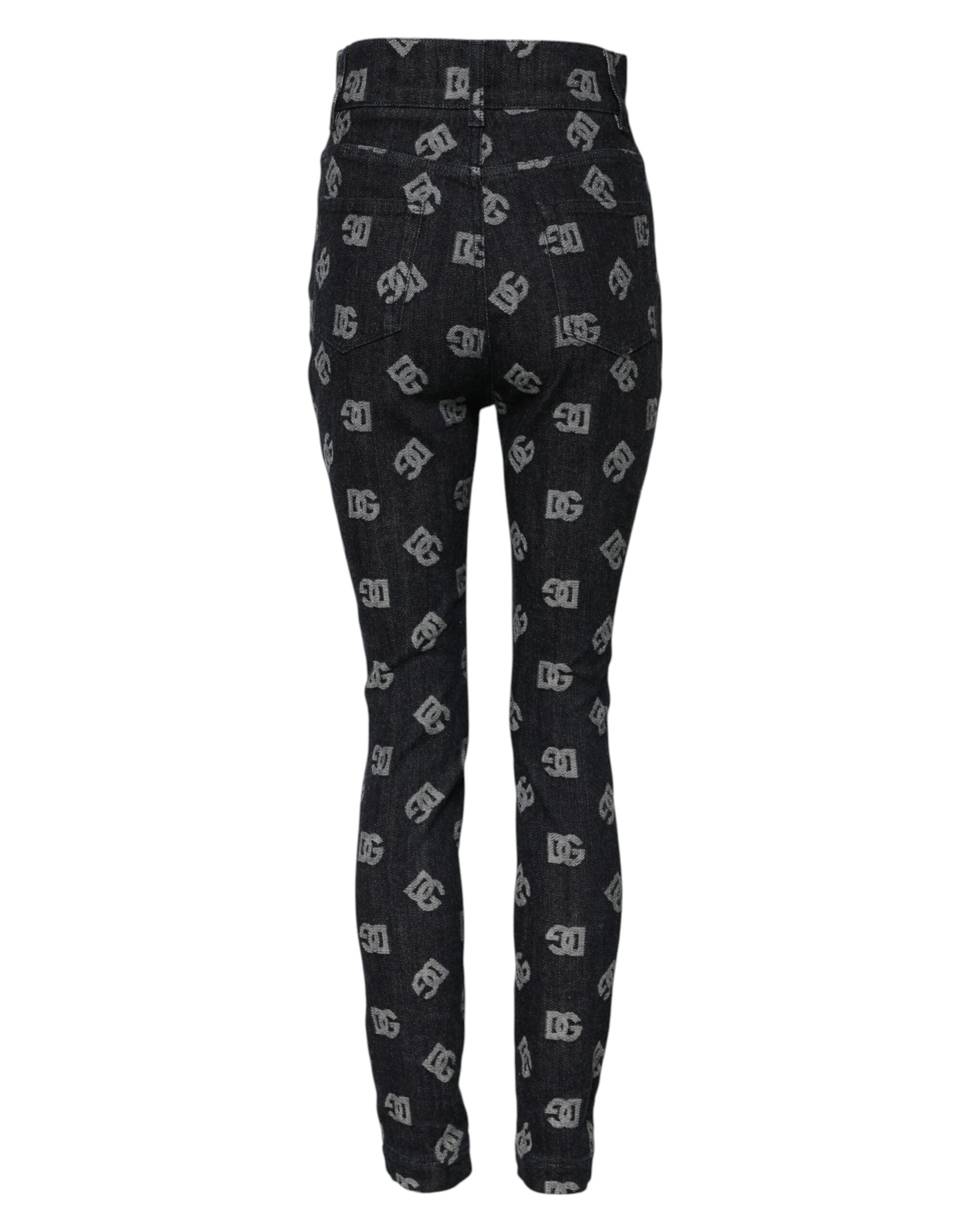 Black DG Logo High Waist Skinny Denim Jeans - ventzia