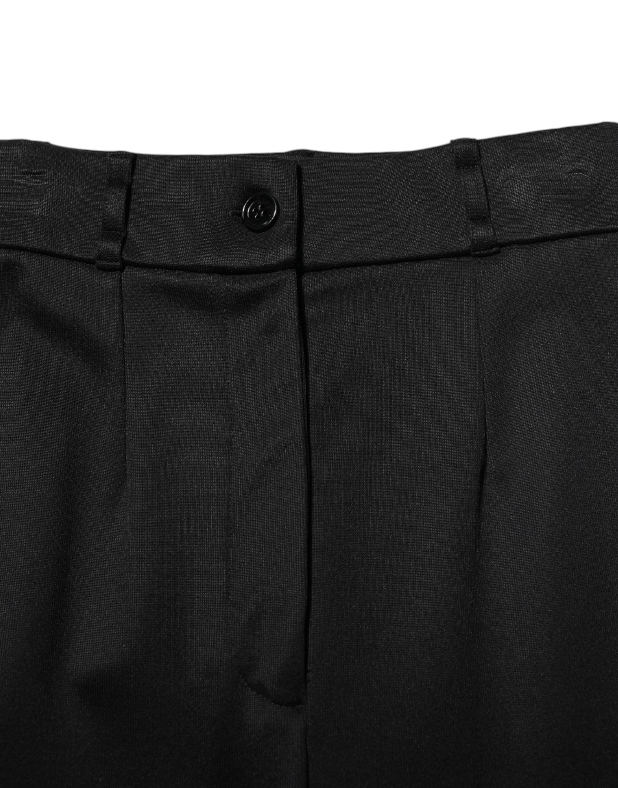 Black Nylon High Waist Skinny Leggings Pants - ventzia