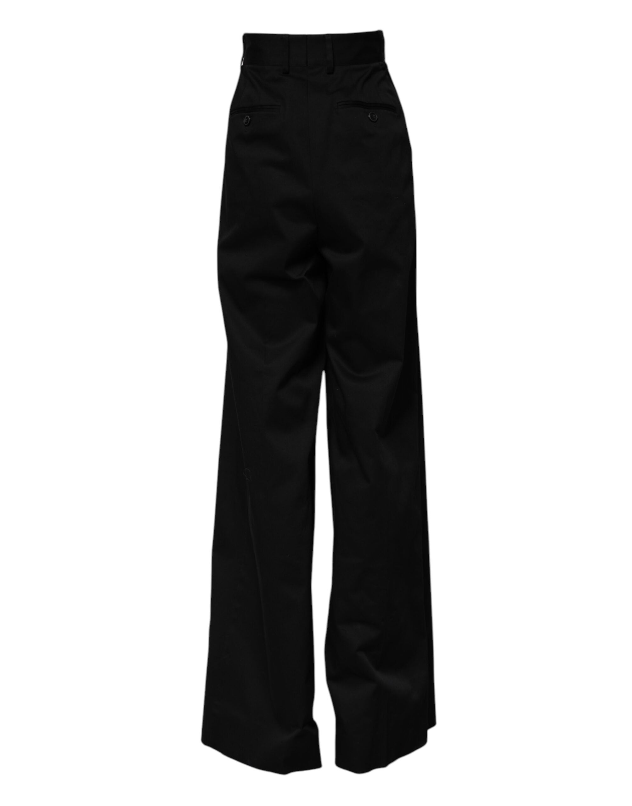 Black Cotton HighWaist Wide Leg Pants - ventzia