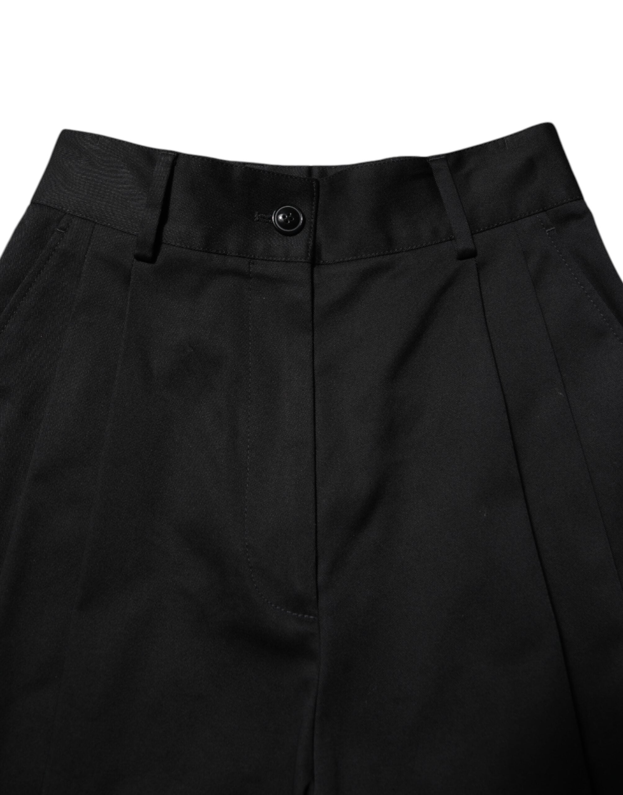 Black Cotton HighWaist Wide Leg Pants - ventzia