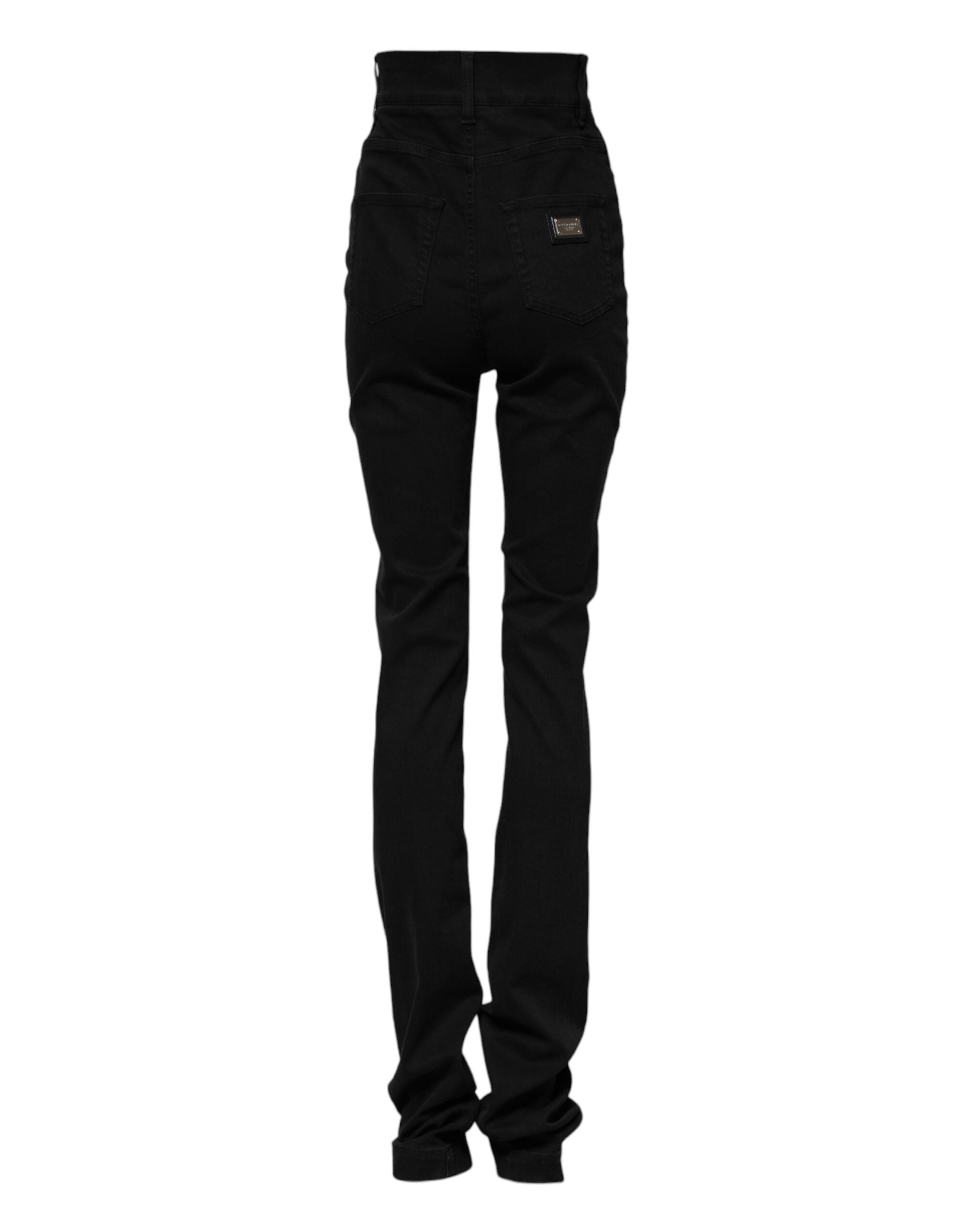 Black Cotton High Waist Skinny Denim Jeans - ventzia
