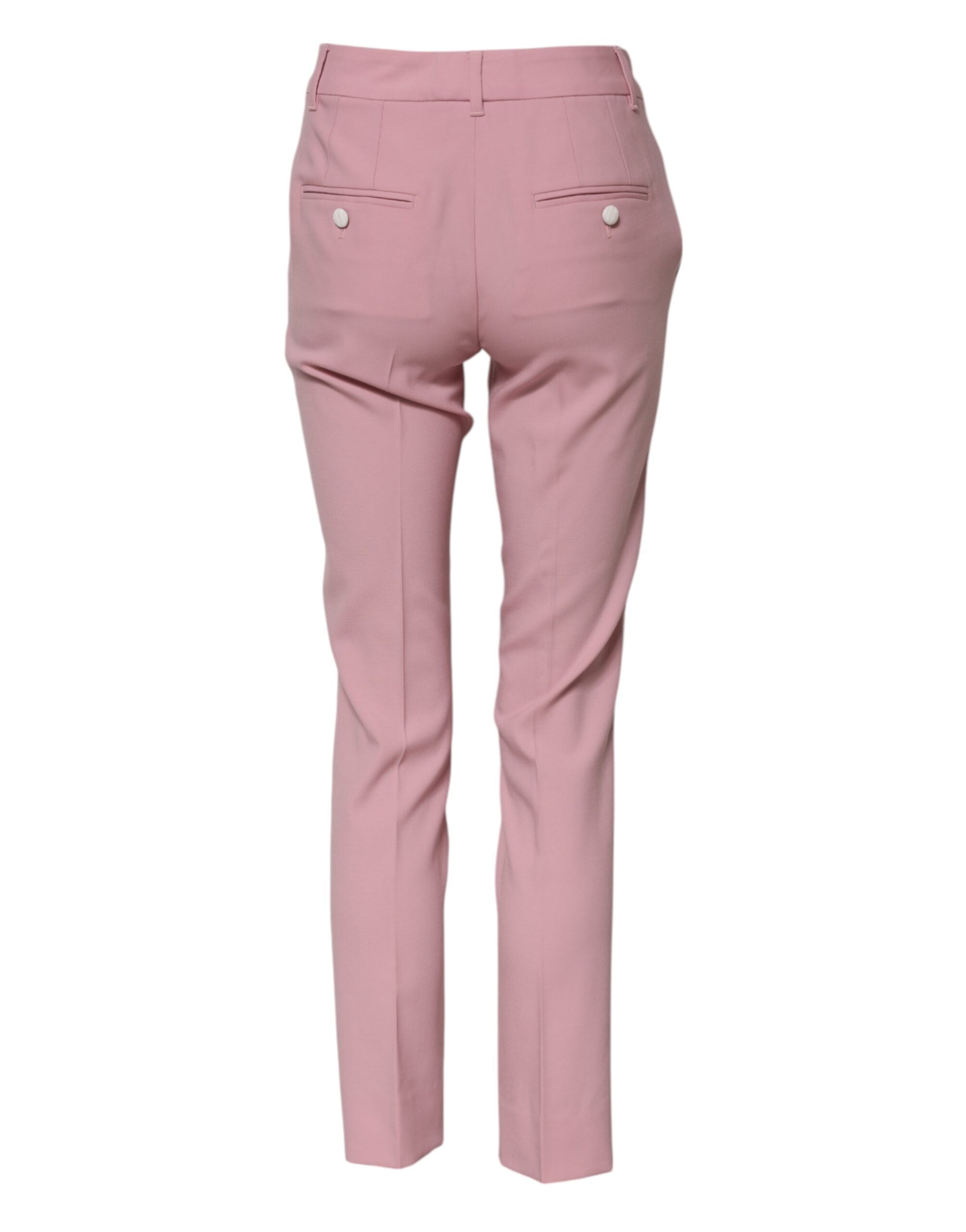 Pink Wool High Waist Tapered Pants - ventzia