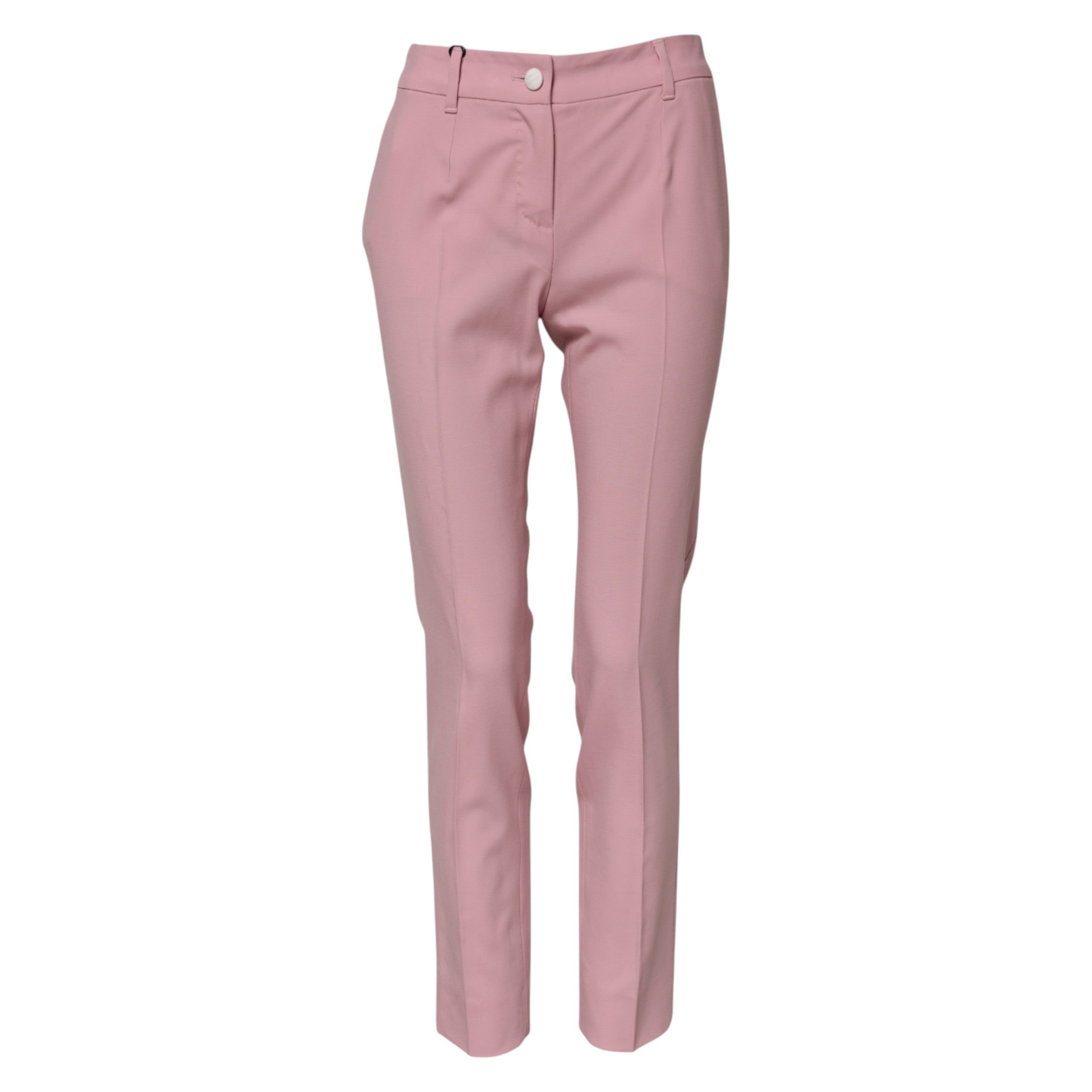 Pink Wool High Waist Tapered Pants - ventzia
