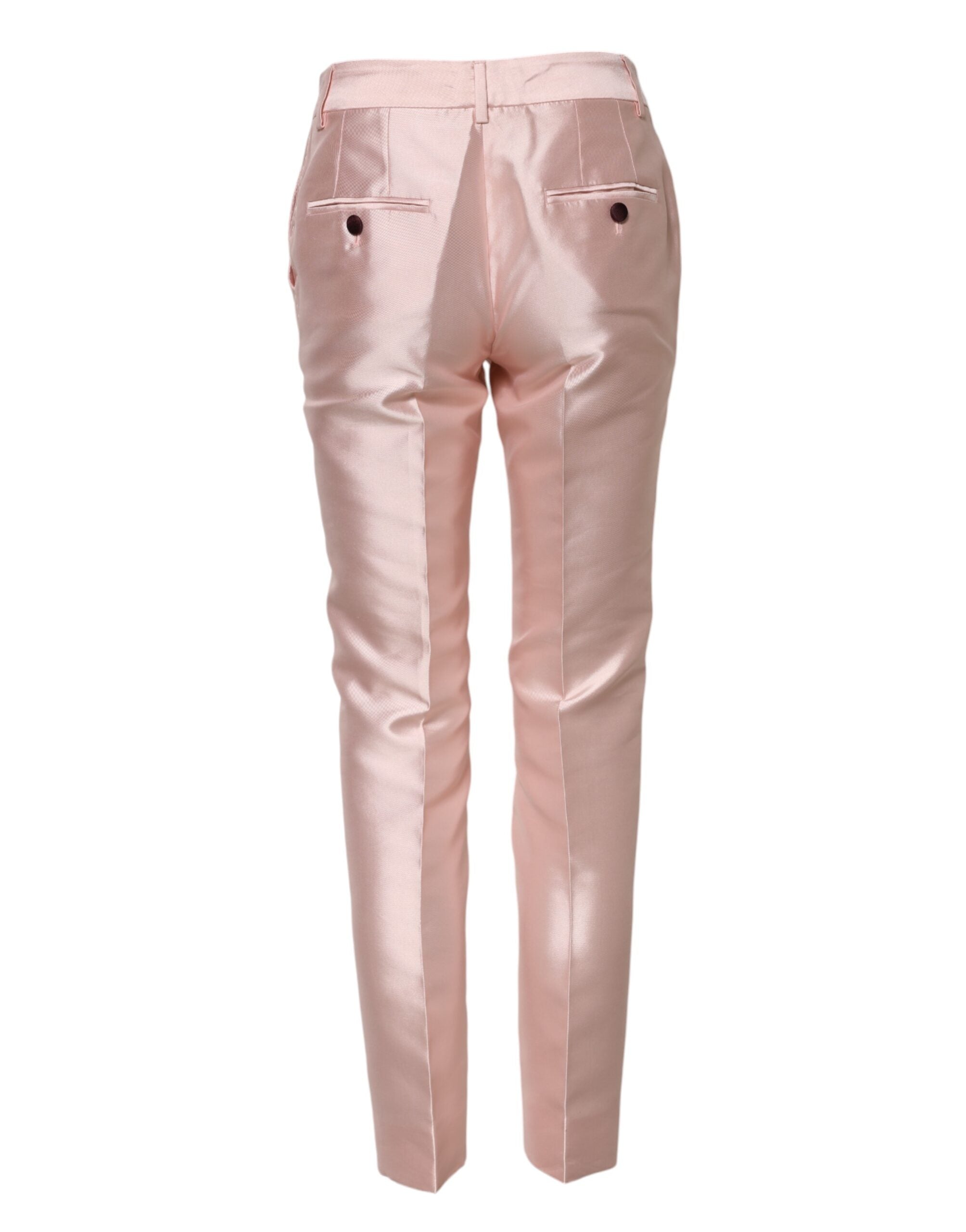 Pink Satin High Waist Tapered Pants - ventzia