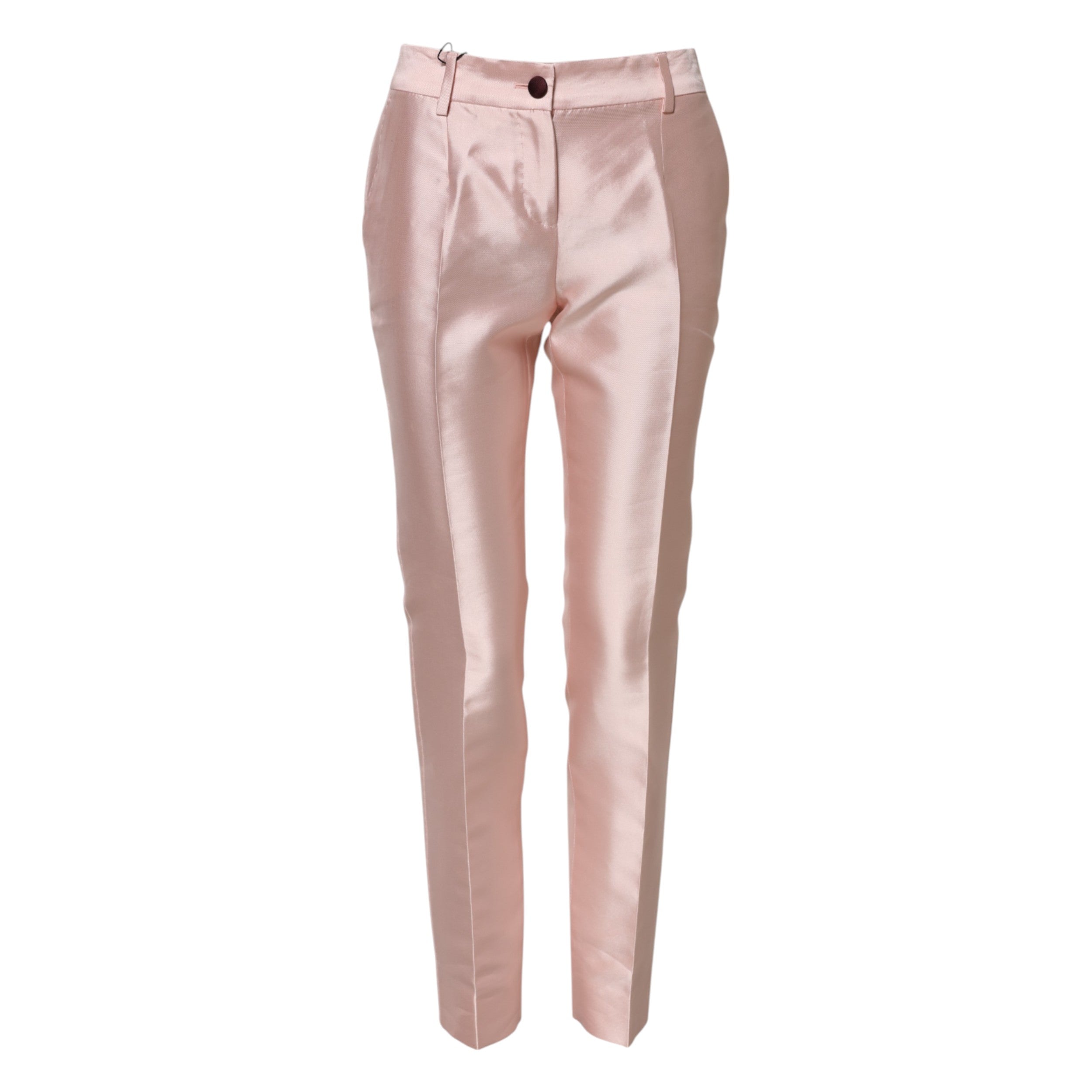 Pink Satin High Waist Tapered Pants - ventzia