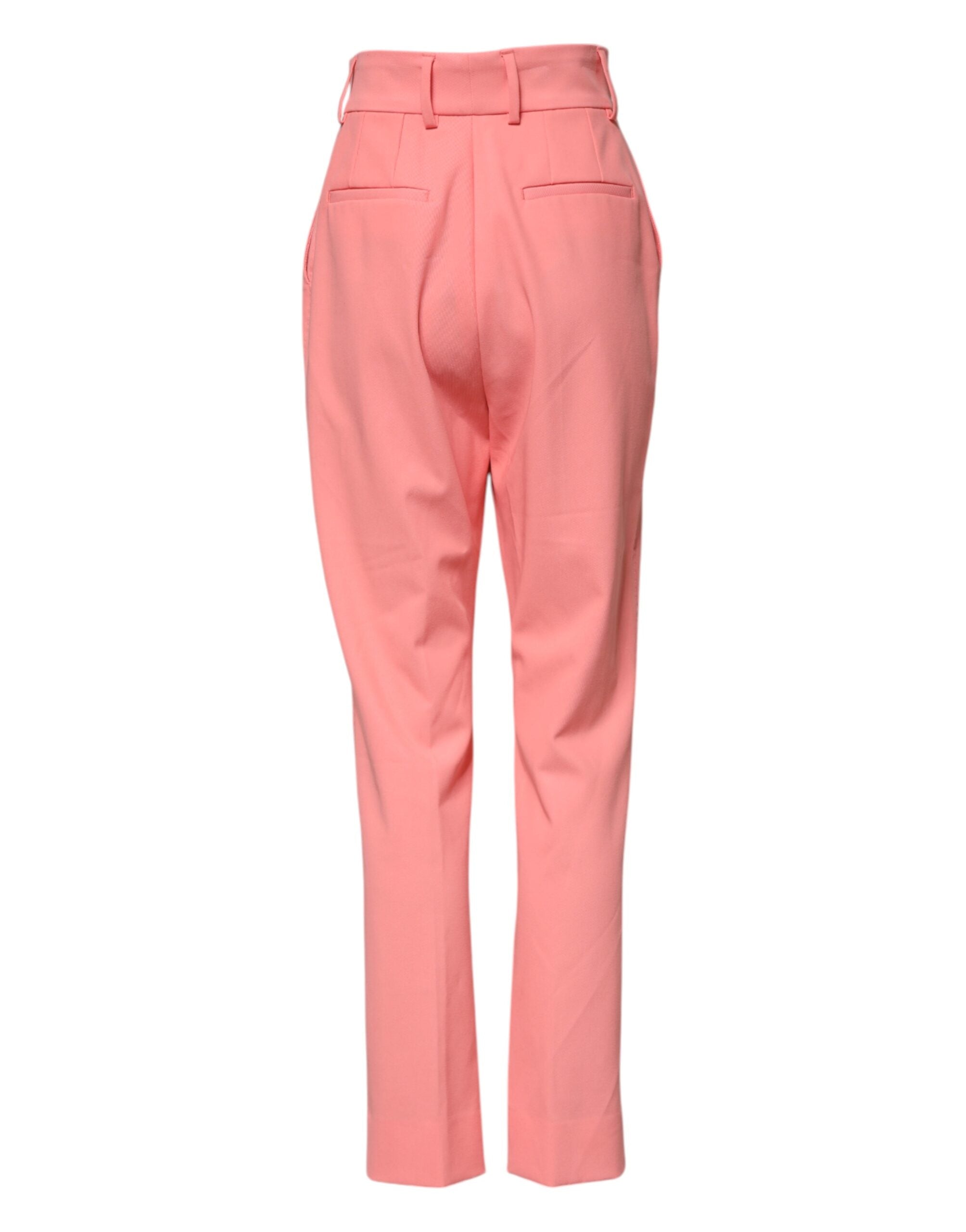 Pink High Waist Tapered Dress Pants - ventzia