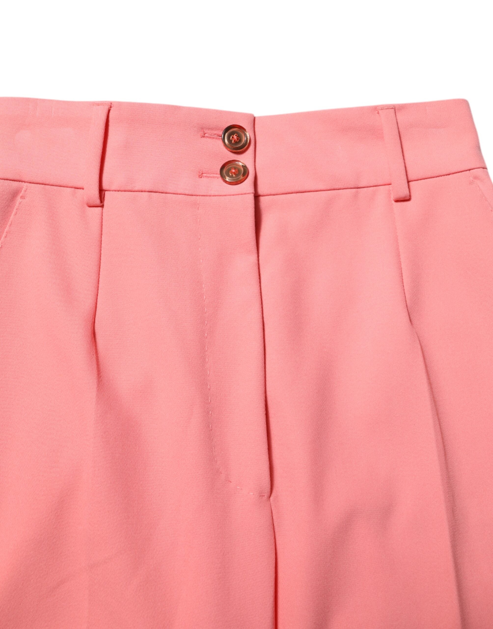 Pink High Waist Tapered Dress Pants - ventzia