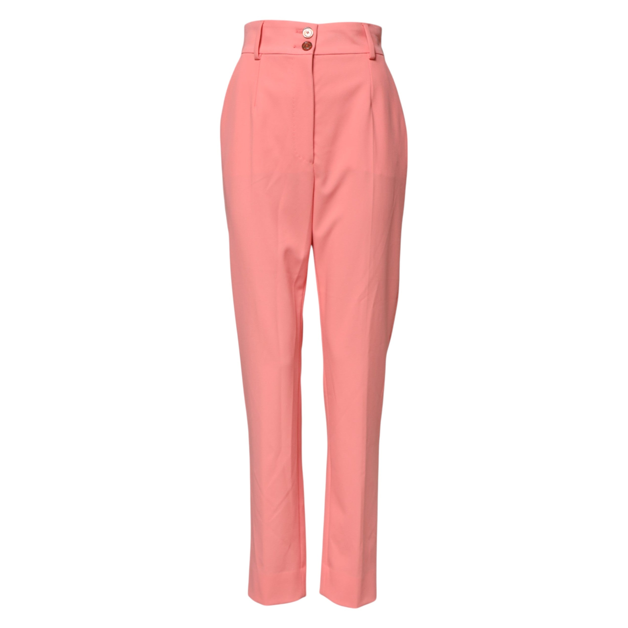 Pink High Waist Tapered Dress Pants - ventzia