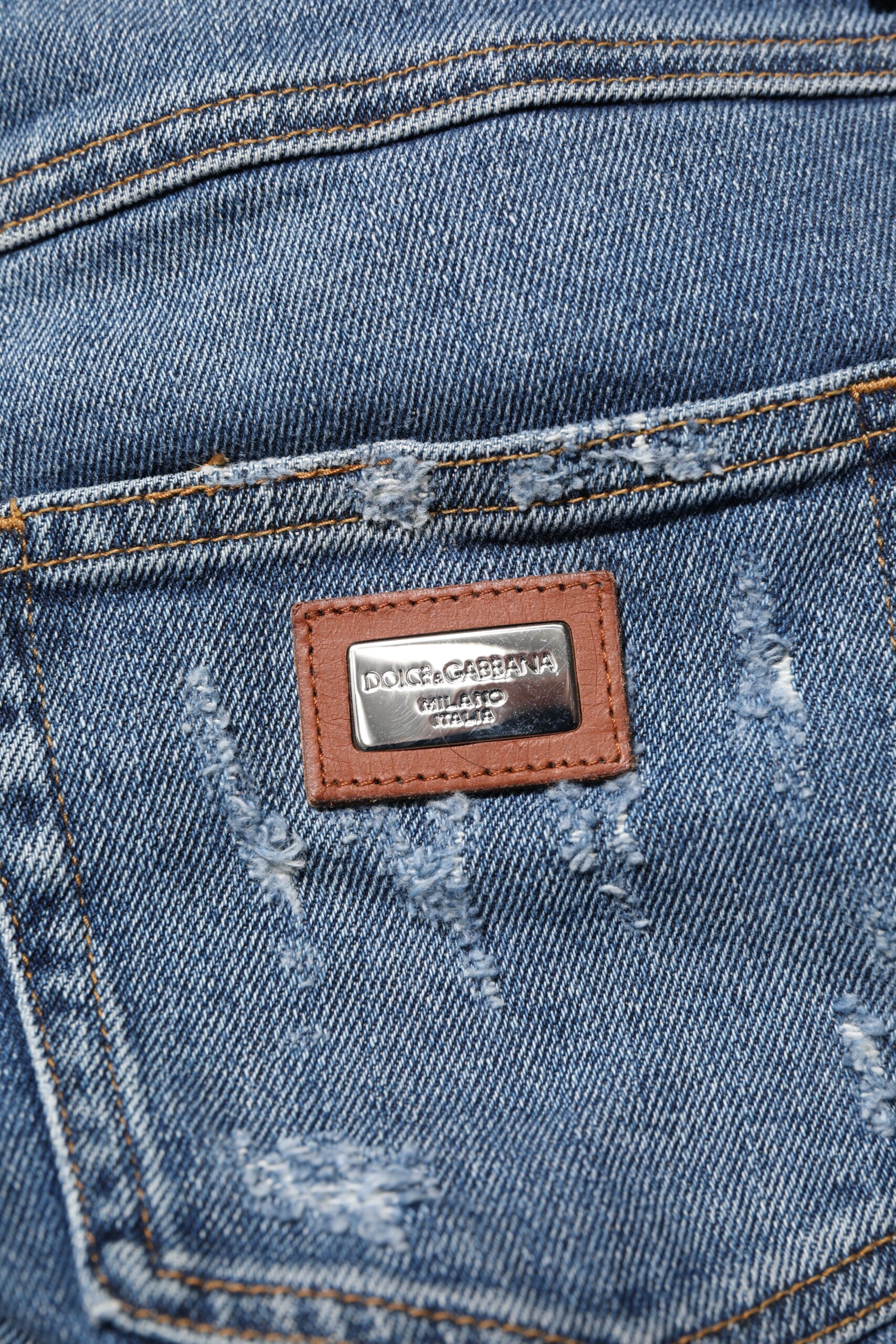 Blue PRETTY Tattered Skinny Denim Jeans - ventzia