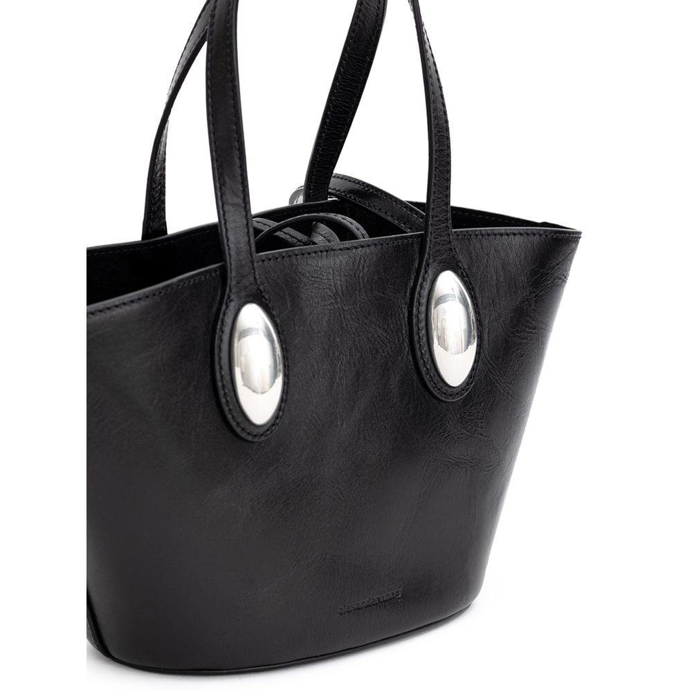 Black Leather Shoulder Bag - ventzia
