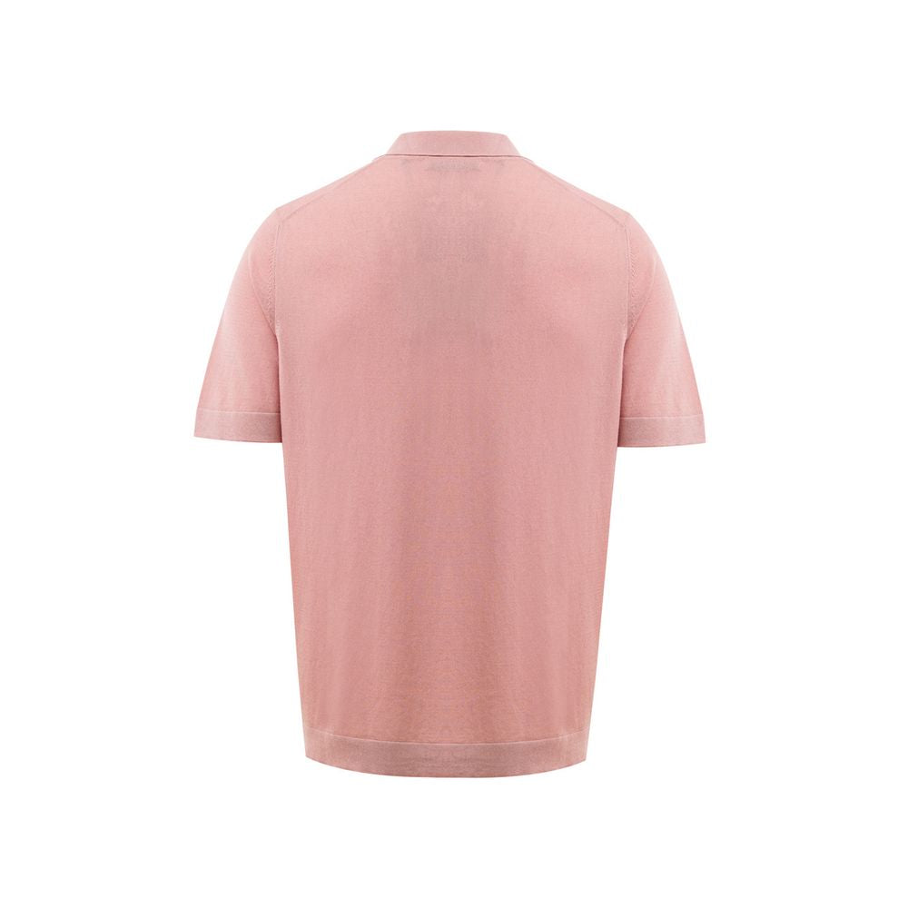 Pink Cotton Polo Shirt - ventzia