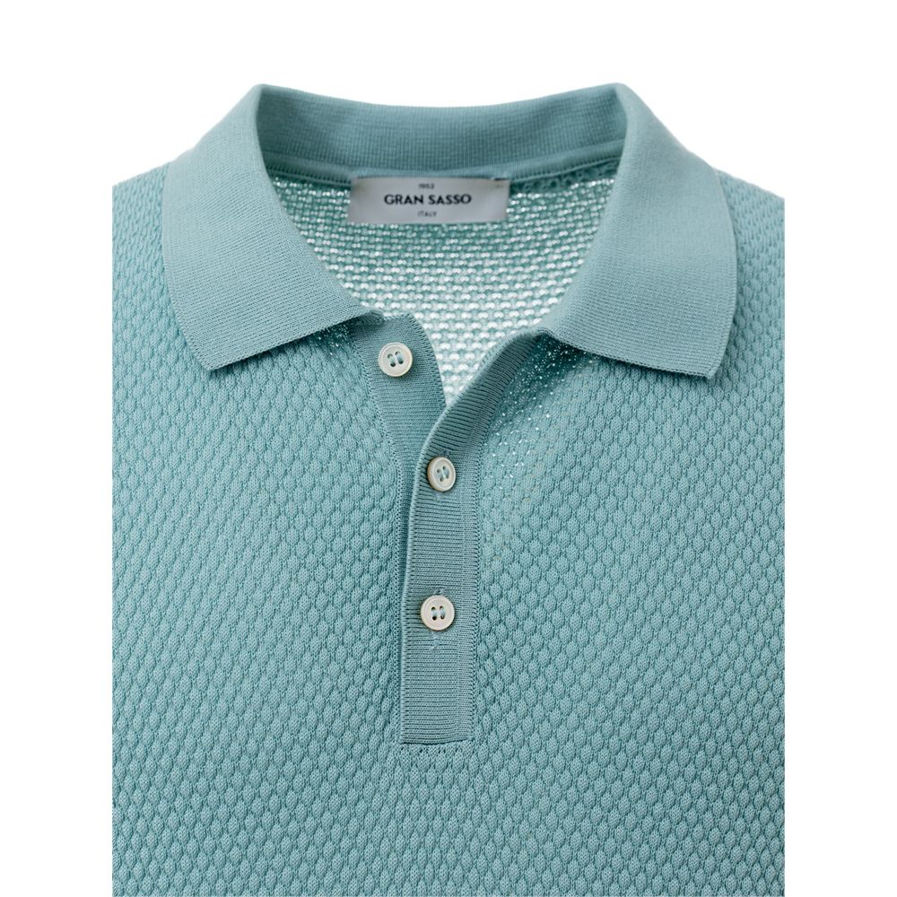 Blue Cotton Polo Shirt - ventzia