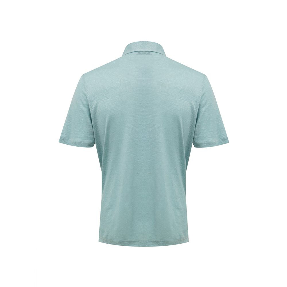 Blue Linen Polo Shirt - ventzia