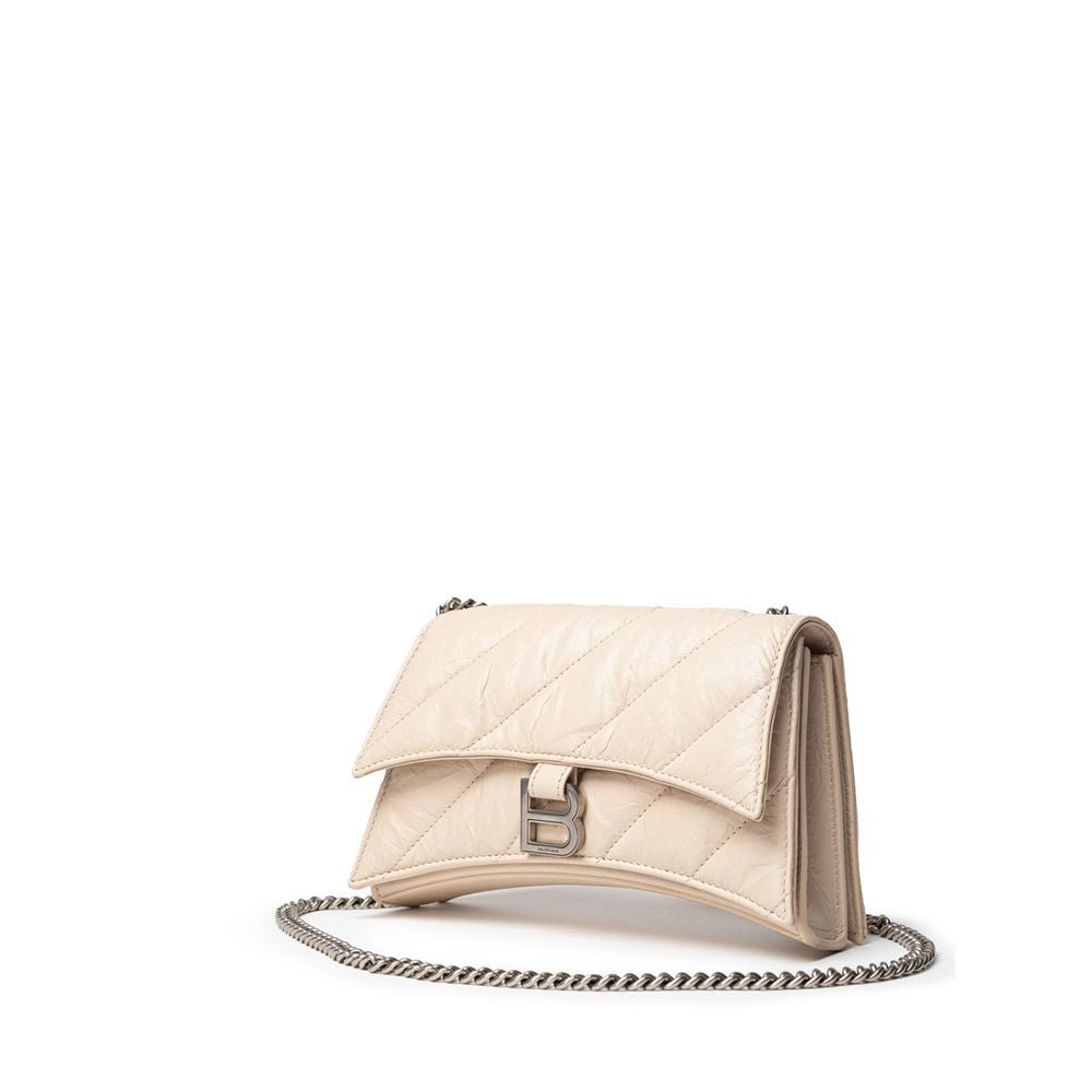 Beige Leather Shoulder Bag - ventzia