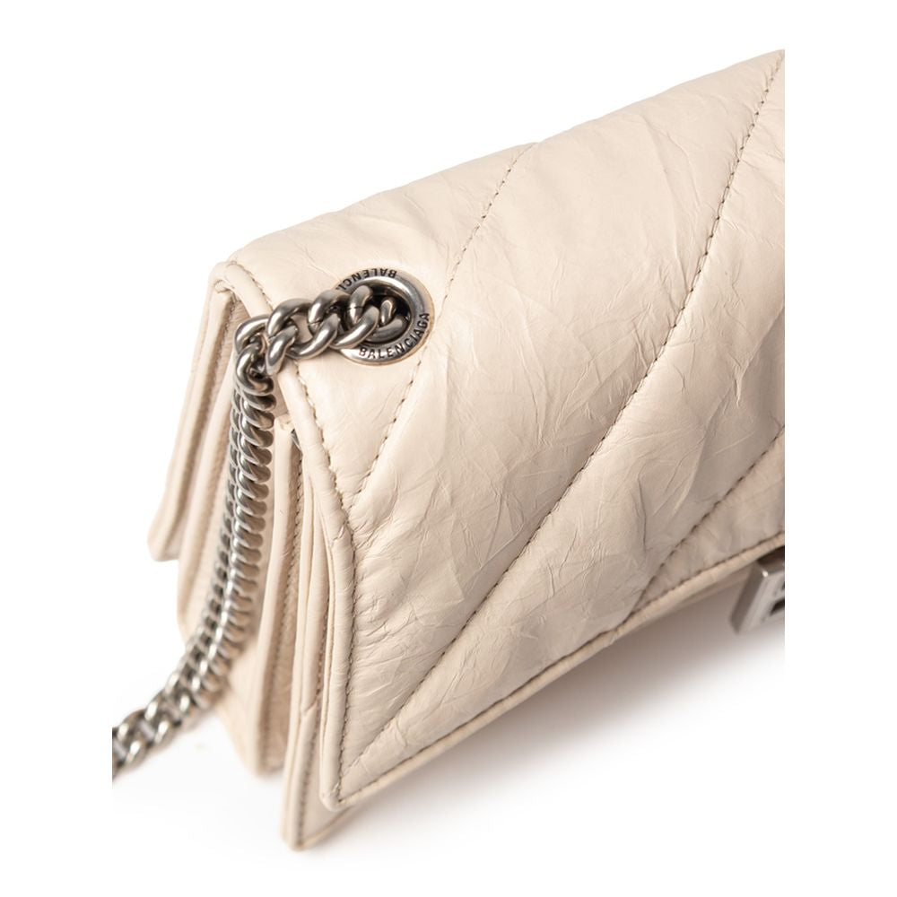 Beige Leather Shoulder Bag - ventzia