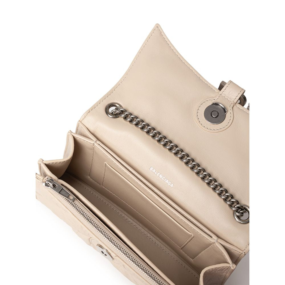 Beige Leather Shoulder Bag - ventzia