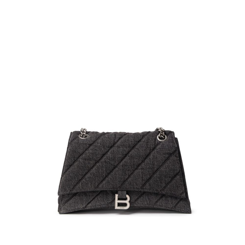 Black Fabric And Leather Shoulder Bag - ventzia