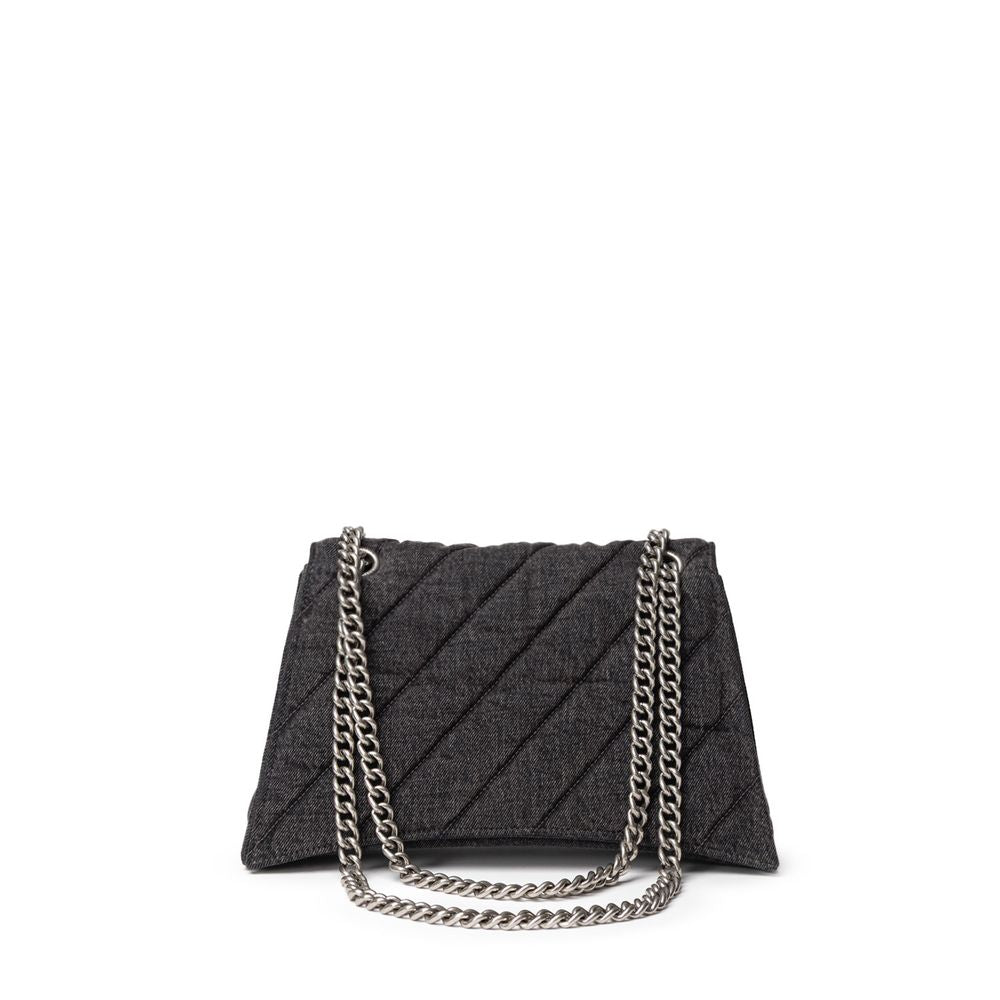 Black Fabric And Leather Shoulder Bag - ventzia