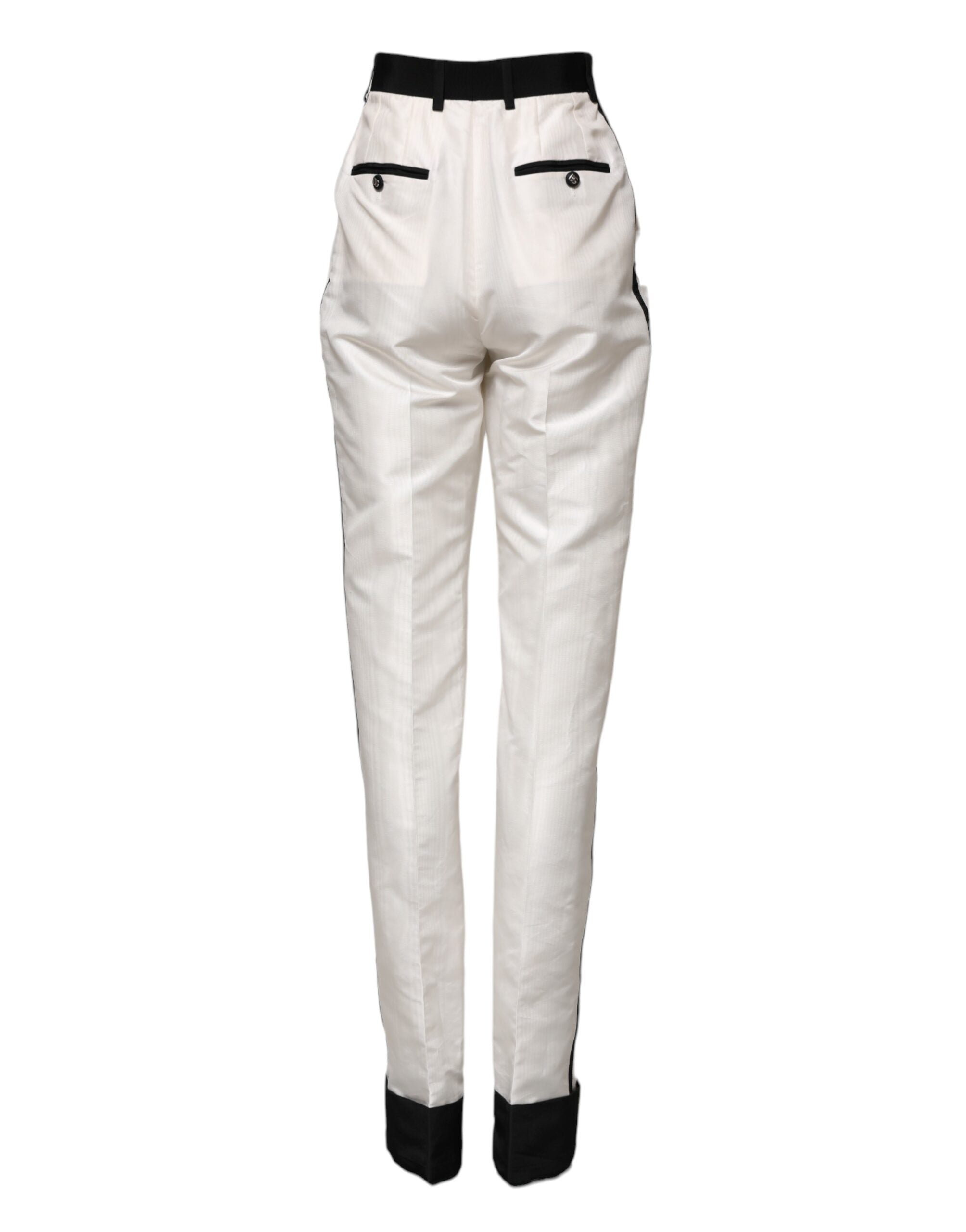 White High Waist Straight Dress Trouser Pants - ventzia