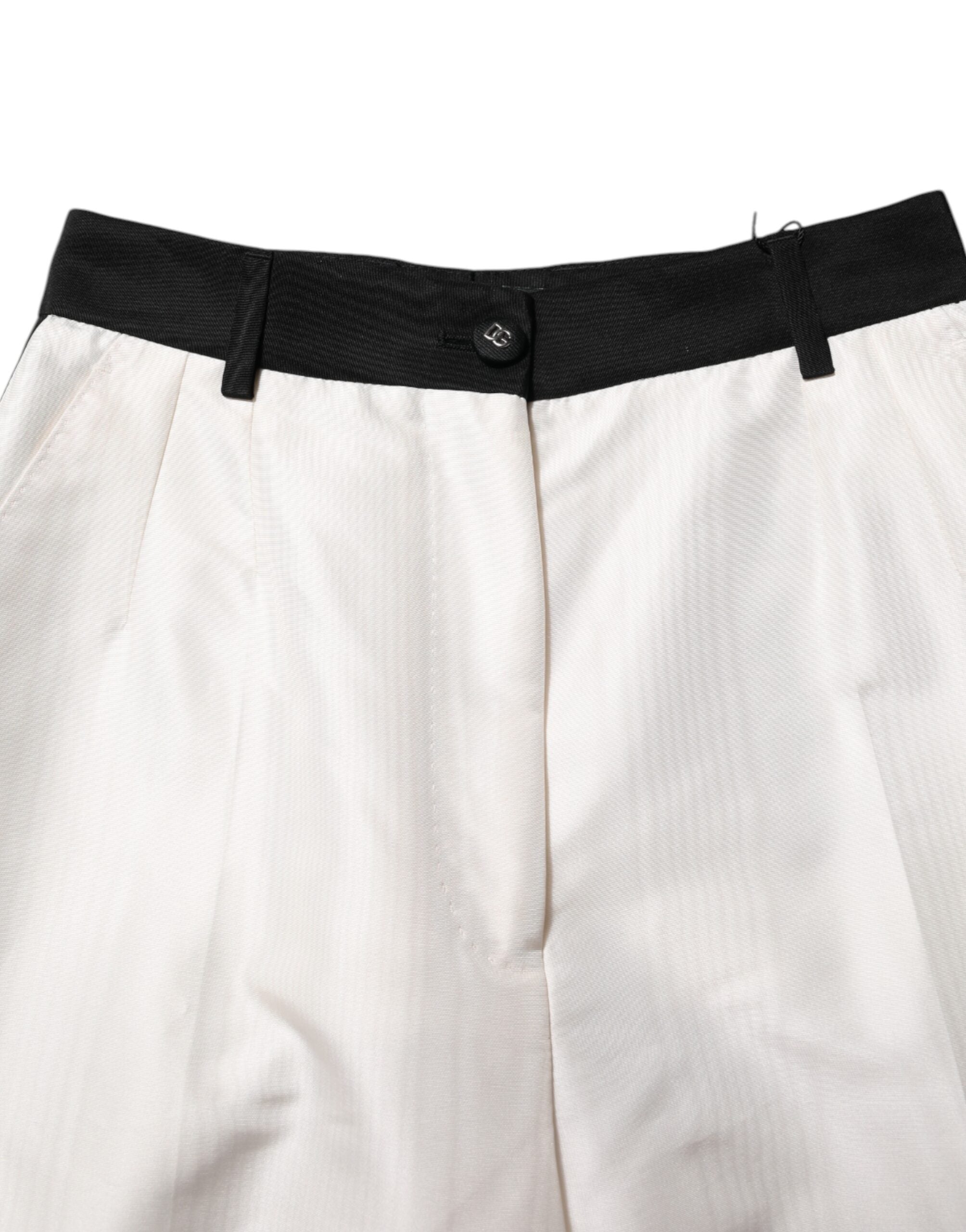White High Waist Straight Dress Trouser Pants - ventzia