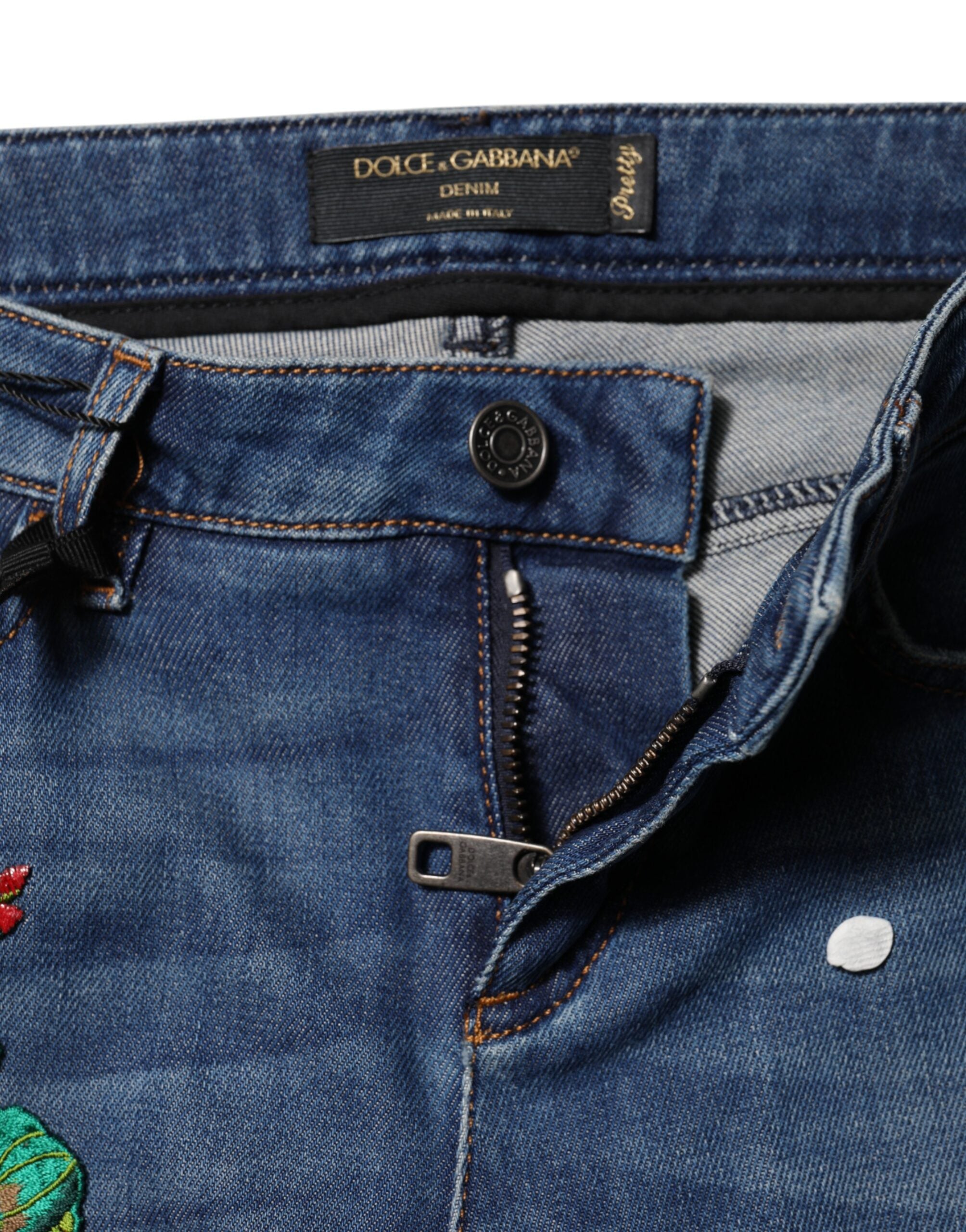 Blue Cotton Mid Waist Skinny Denim Jeans - ventzia