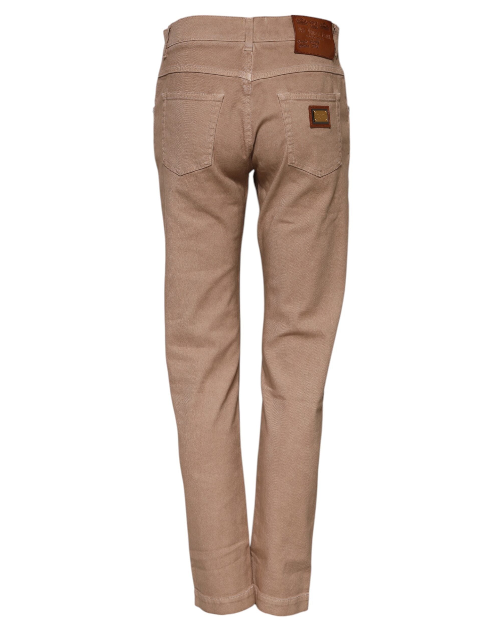 Brown Cotton Boyfriend Denim Trousers Jeans - ventzia