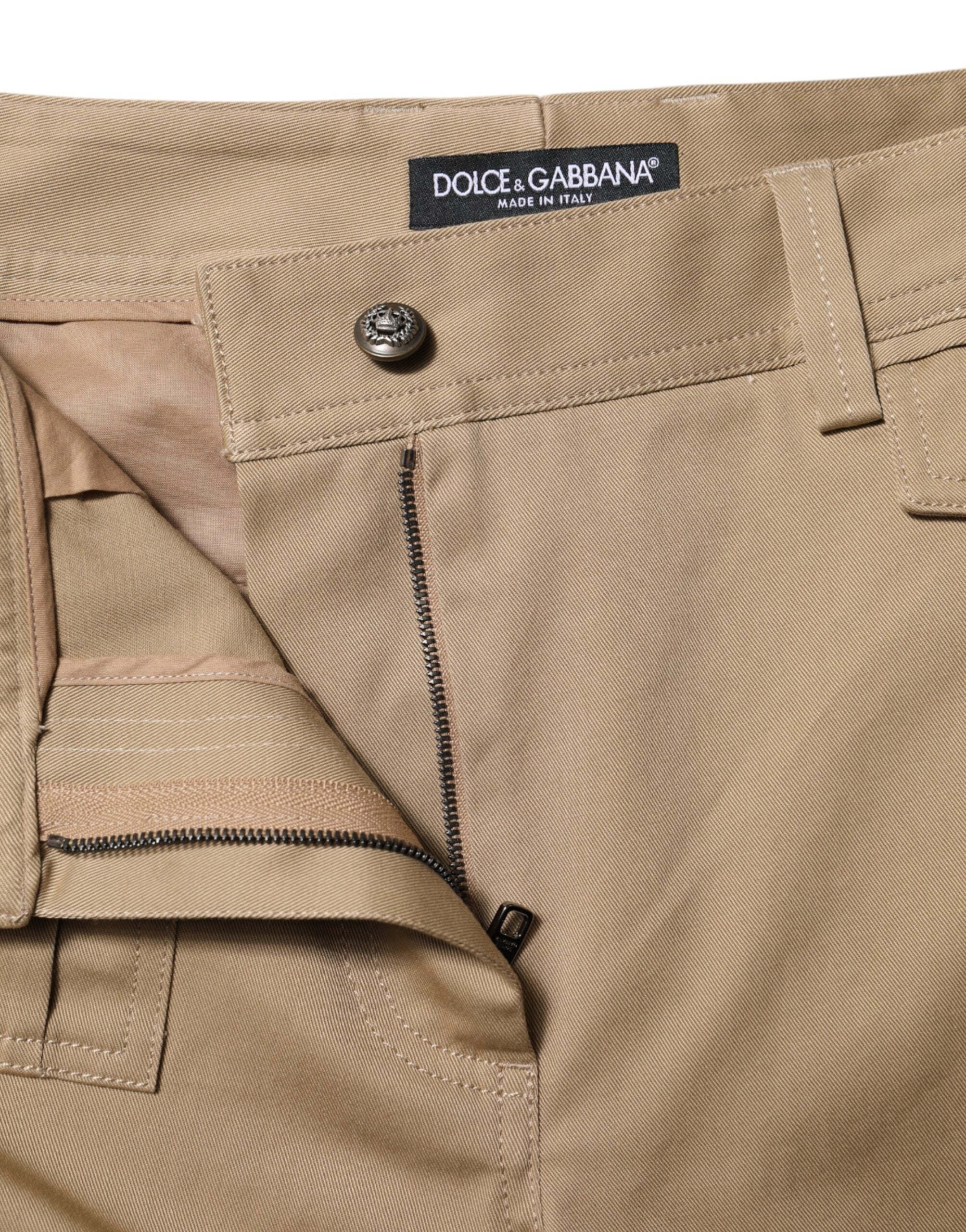 Beige Mid Waist Cargo Tapered Pants - ventzia