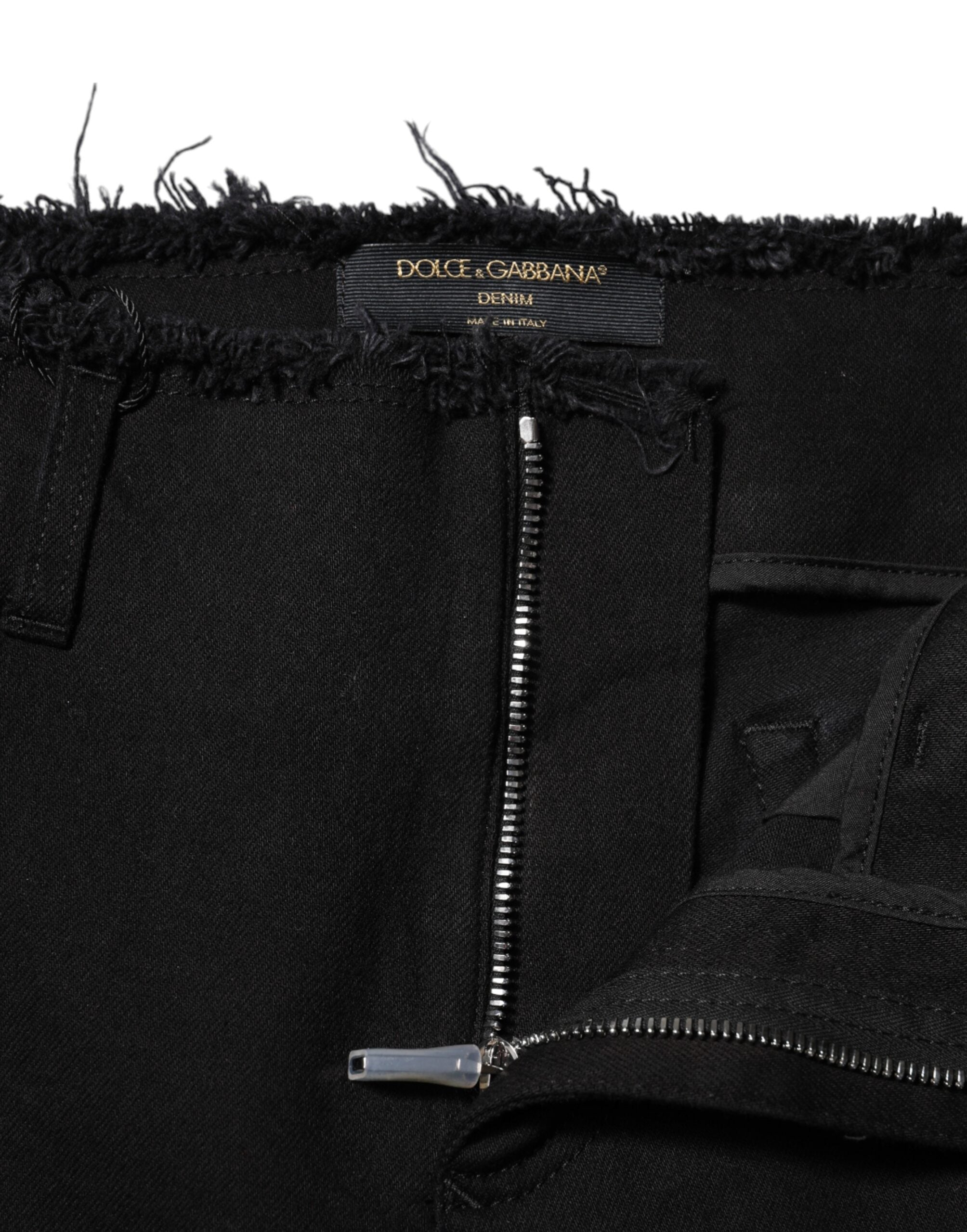 Black Cotton Mid Waist Flared Denim Jeans - ventzia