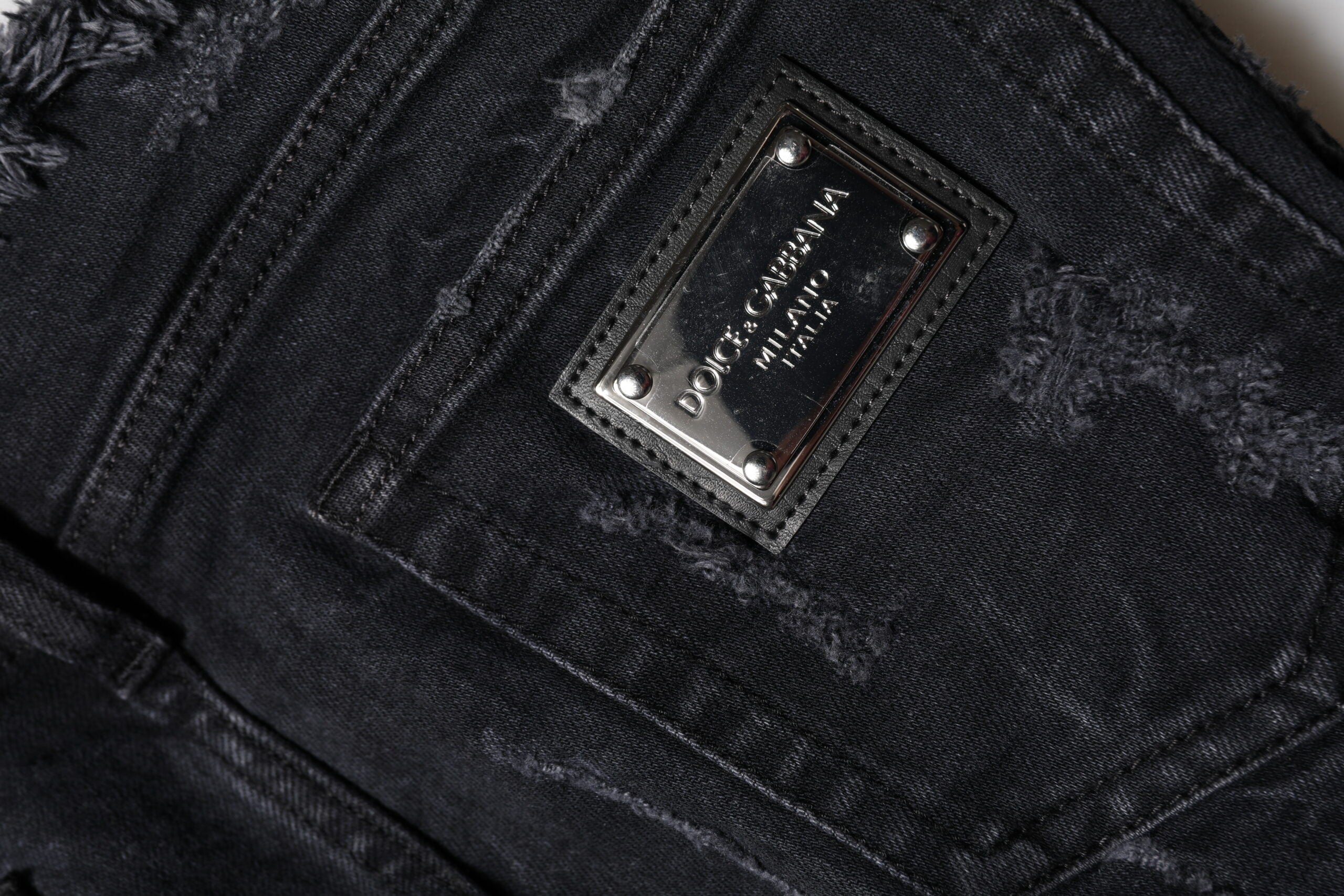 Black Cotton Tattered Skinny Denim Jeans - ventzia