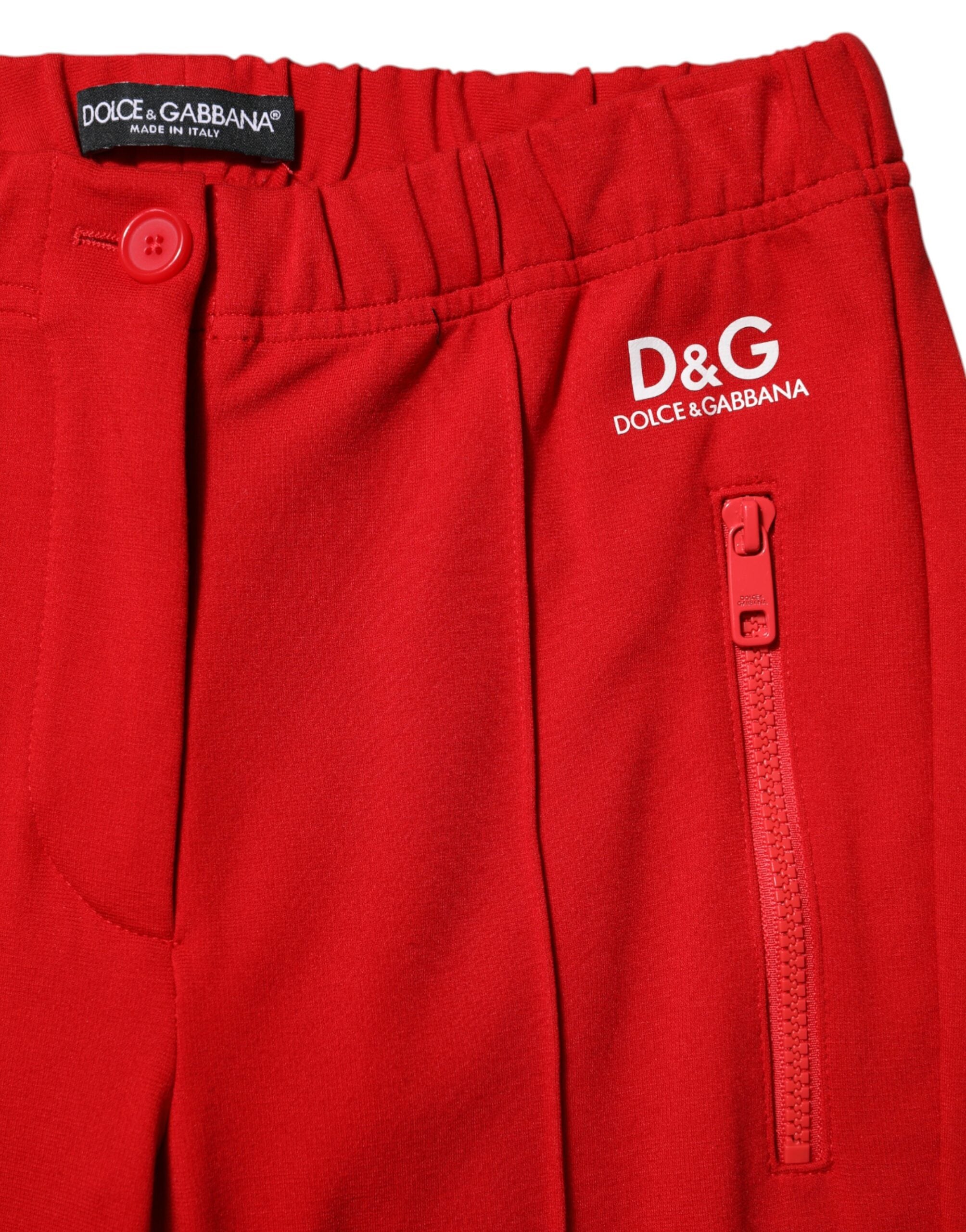 Red Mid Waist Slim Fit Pants - ventzia