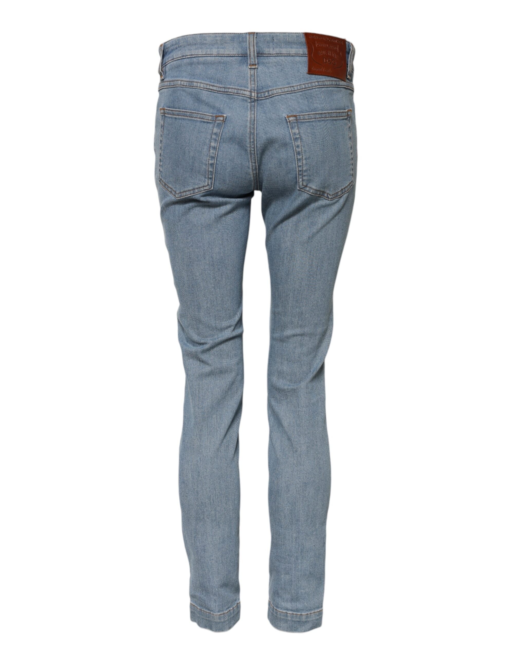 Blue Cotton PRETTY MidWaist Skinny Denim Jeans - ventzia