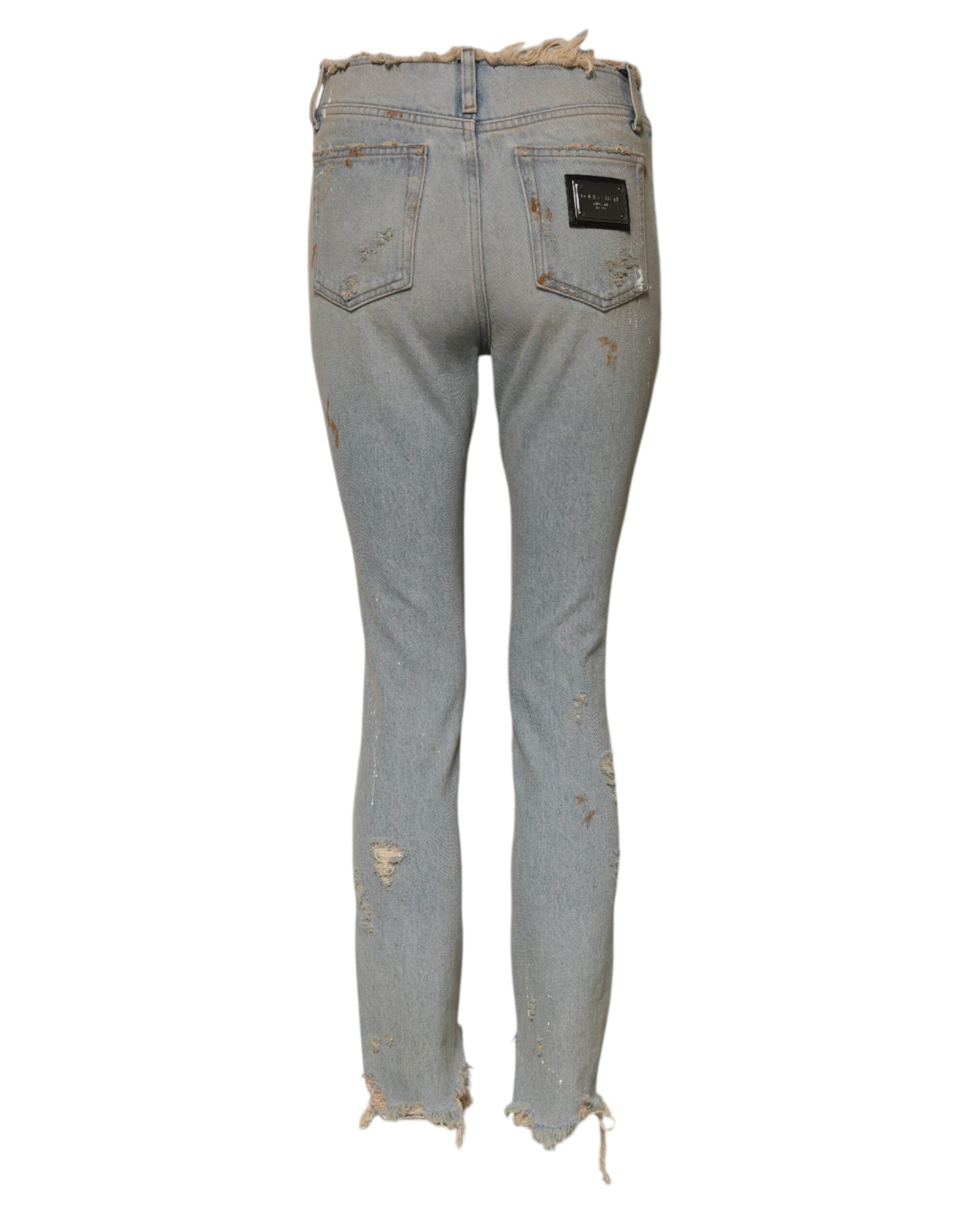 Light Blue High Waist Skinny Denim Jeans - ventzia
