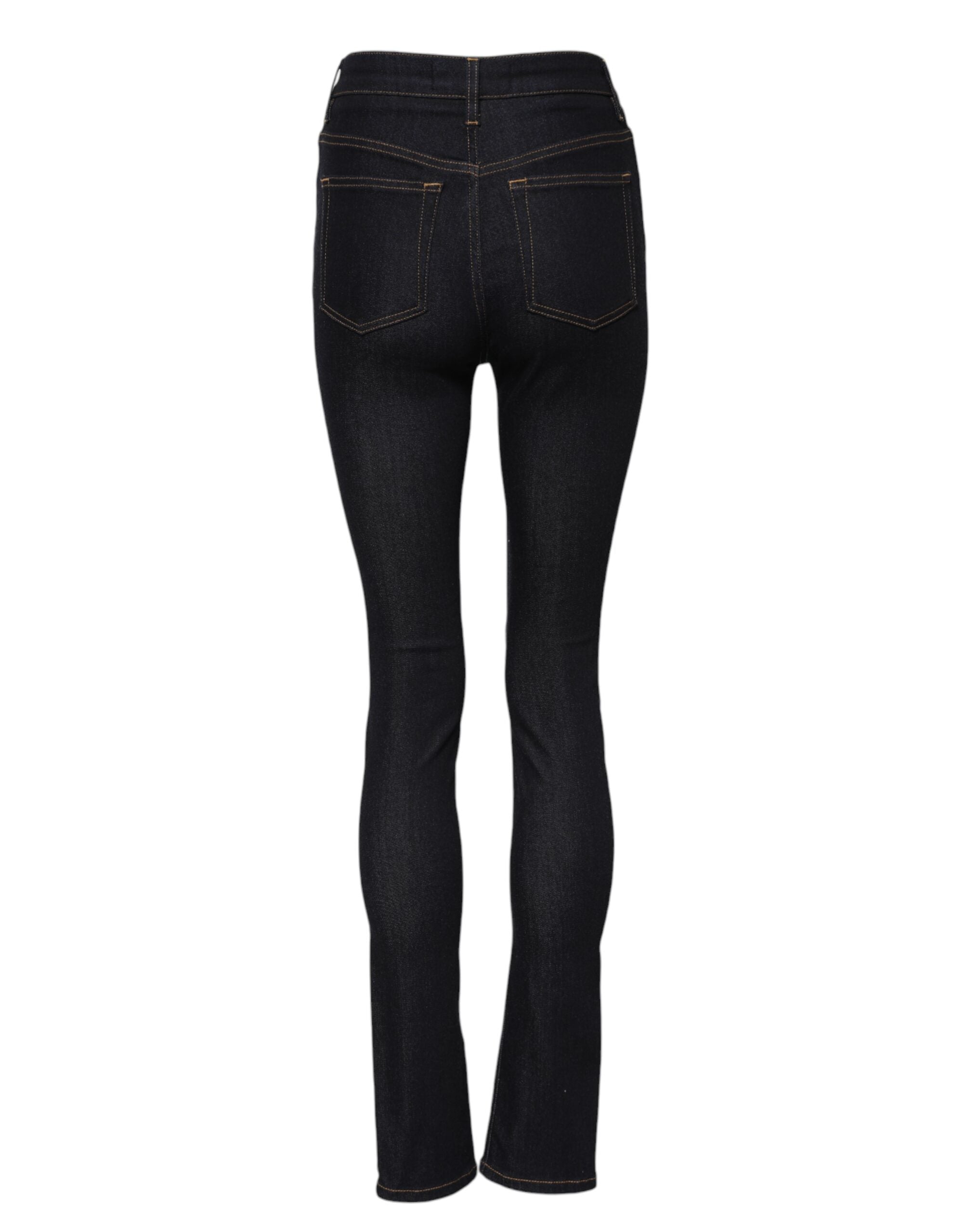 Blue Cotton High Waist Skinny Denim Jeans - ventzia