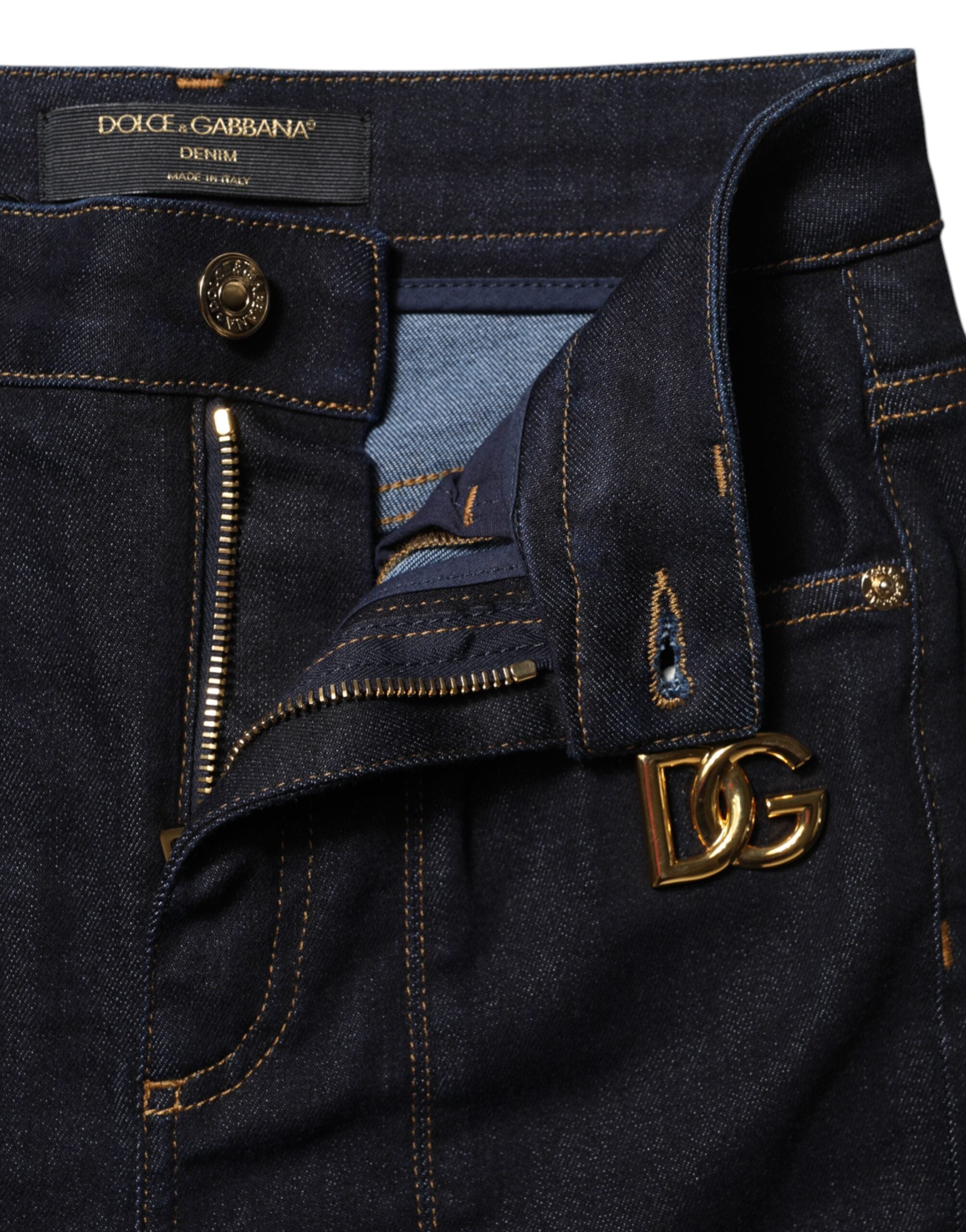 Blue Cotton High Waist Skinny Denim Jeans - ventzia