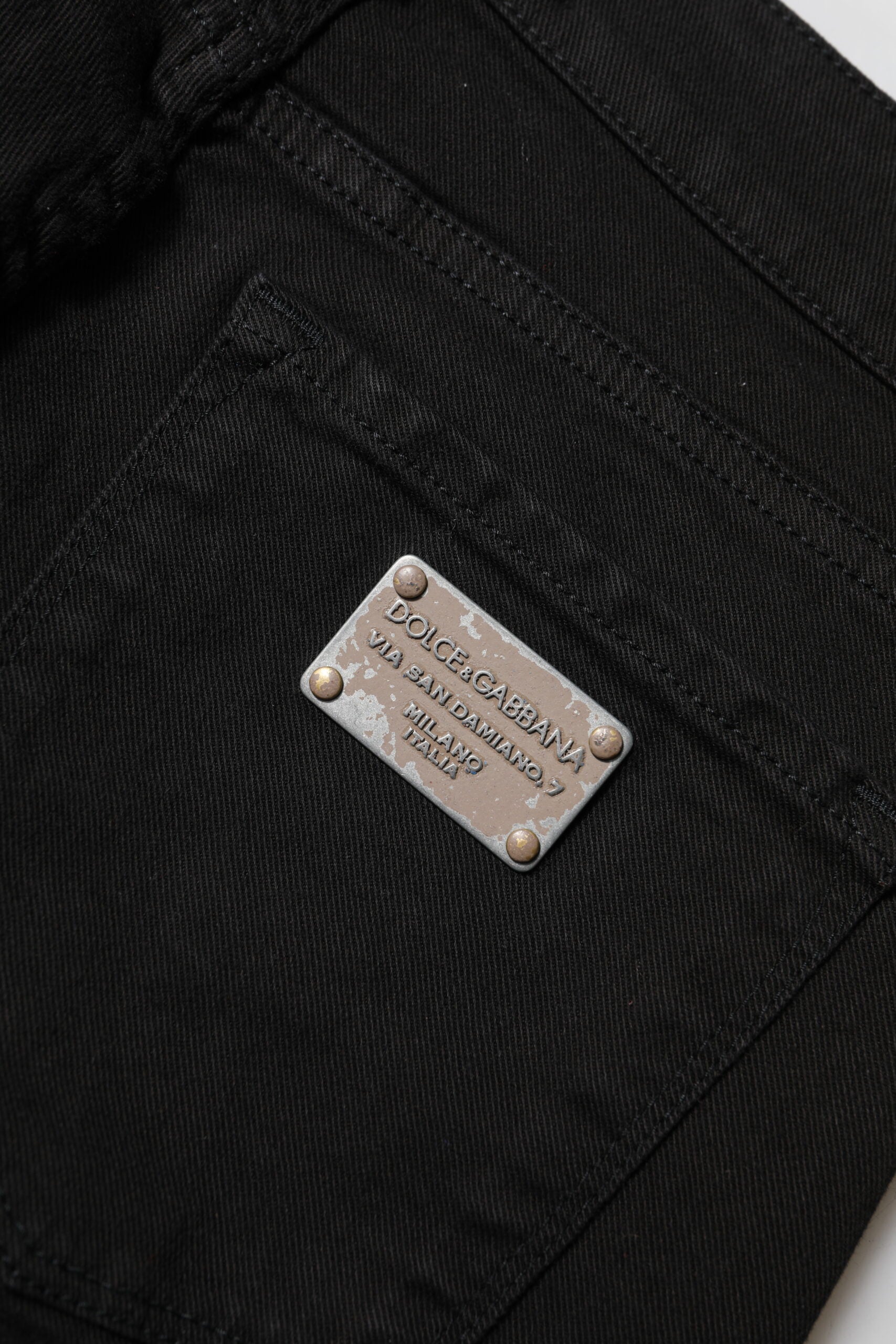 Black Cotton Logo Skinny Mid Waist Denim Jeans - ventzia