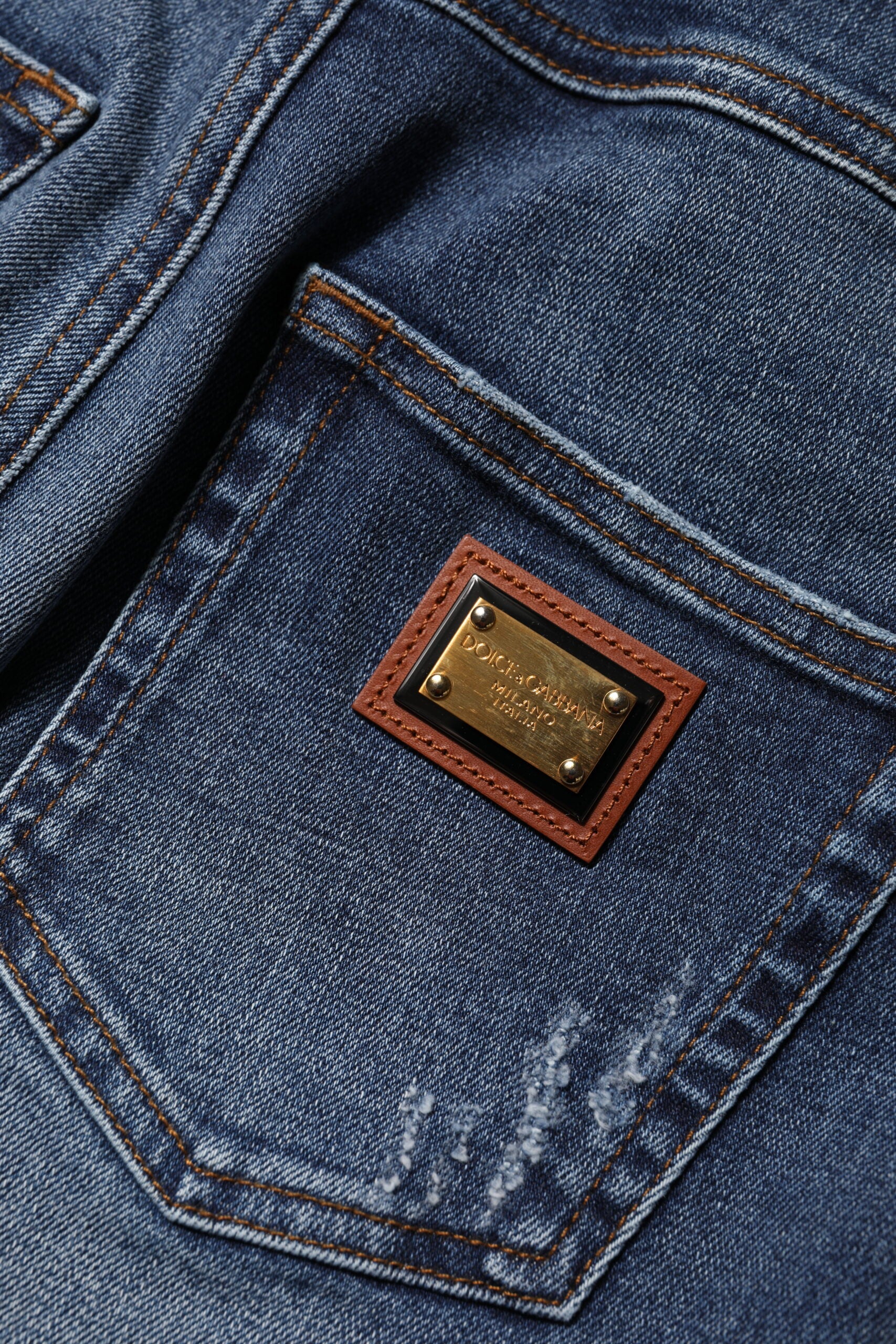 Blue Rhinestone Embellished Denim Jeans - ventzia