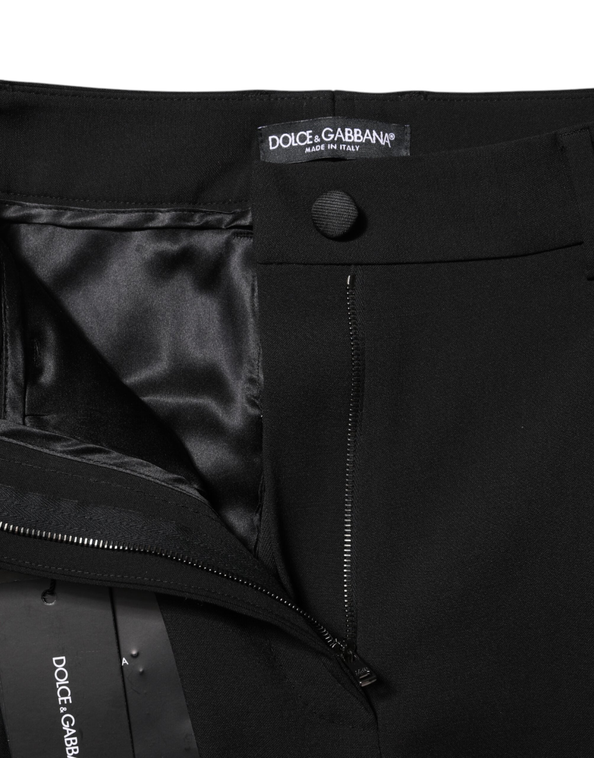 Black Wool High Waist Formal Pants - ventzia